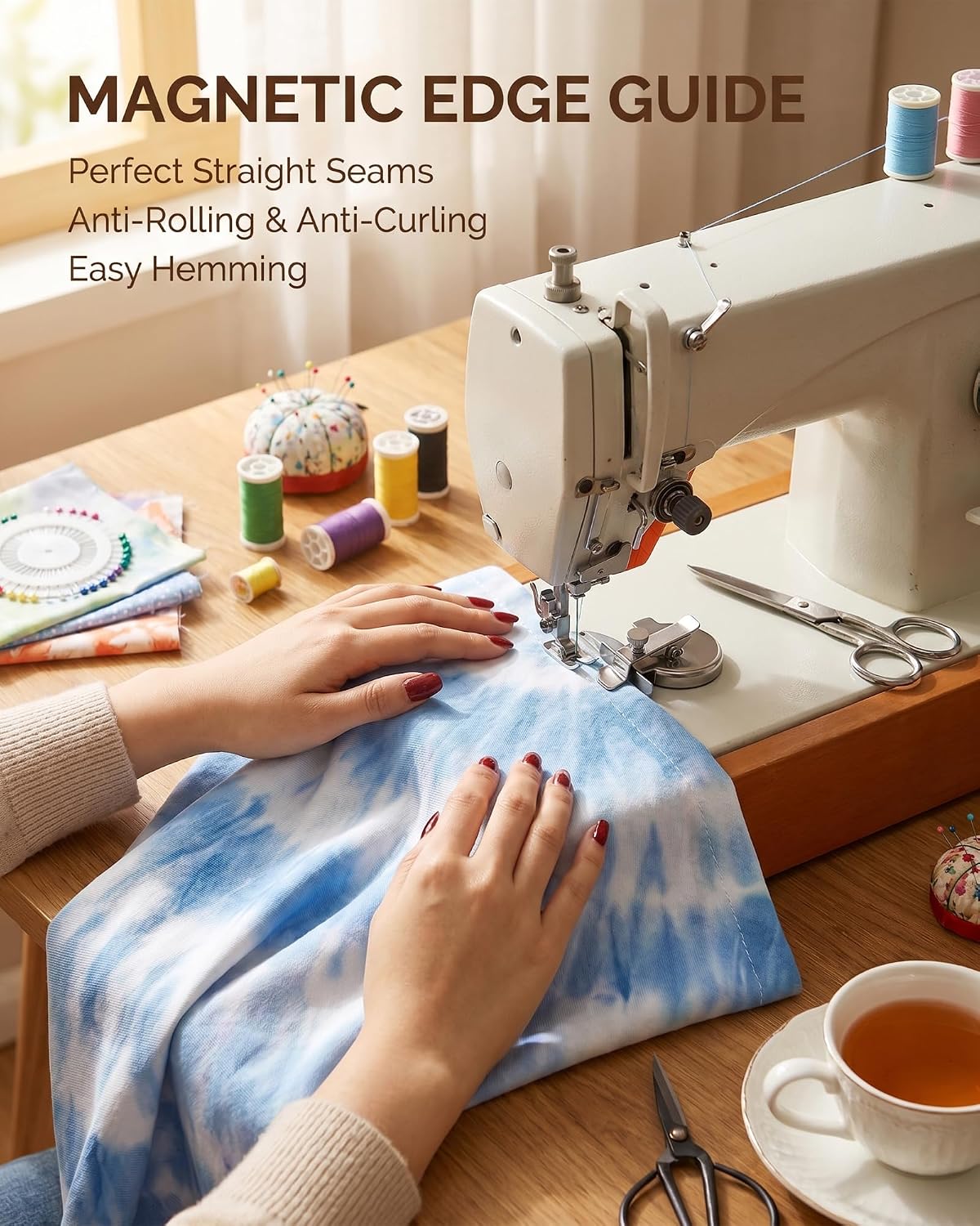 Round Magnetic Seam Guide,Adjustable Sewing Machine Straight Line Marker