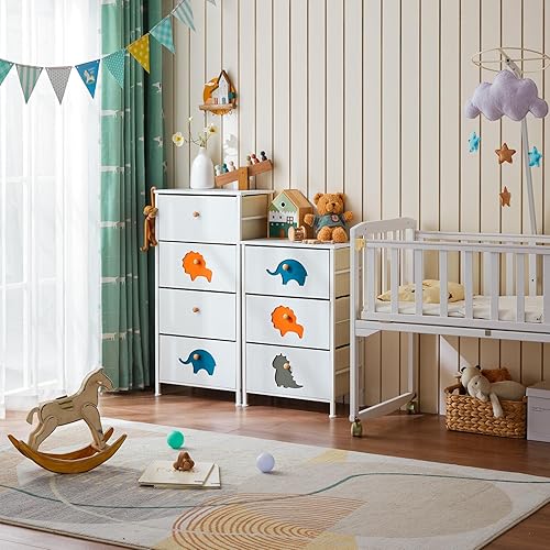 FRAPOW Paquete de 3 cajones para niños con 4 cajones para niños, organizador de almacenamiento para niños para dormitorio de bebé