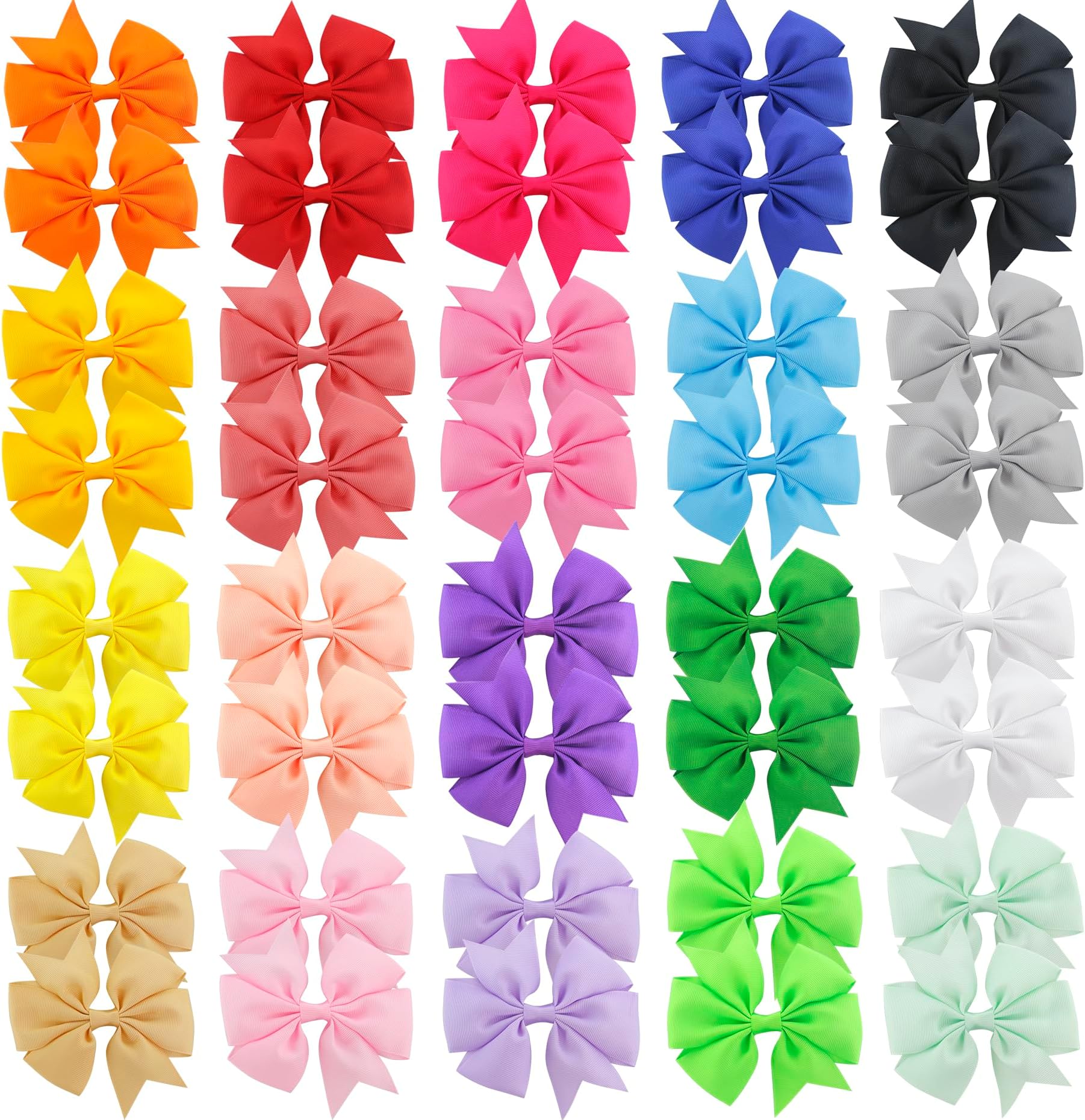 Pinwheel Hair Bows for Girls Big Large with Metal Clips 4 inch 40pcs (20 colors x 2)