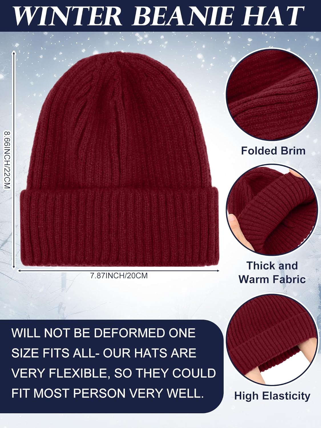 Winter Hats and Gloves Beanies Set Bulk Adults Women Men Unisex Knit Beanie Thermal Gloves for Homeless Gifts - Image 2