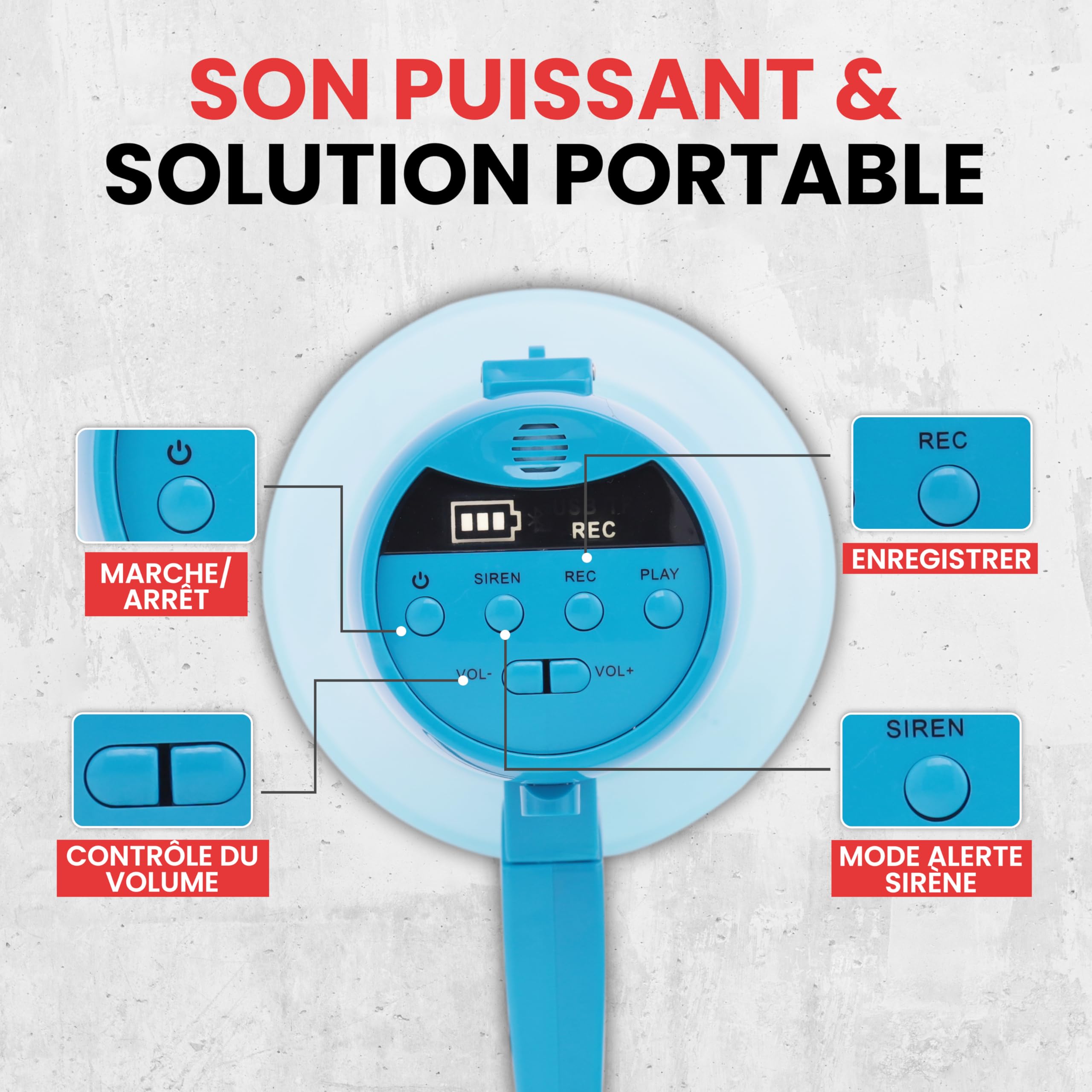 Pyle Mixte 30w Water Proof Megaphone Siren Bullhorn Speaker PMP36WLT, Bleu Transparent, Taille Unique EU