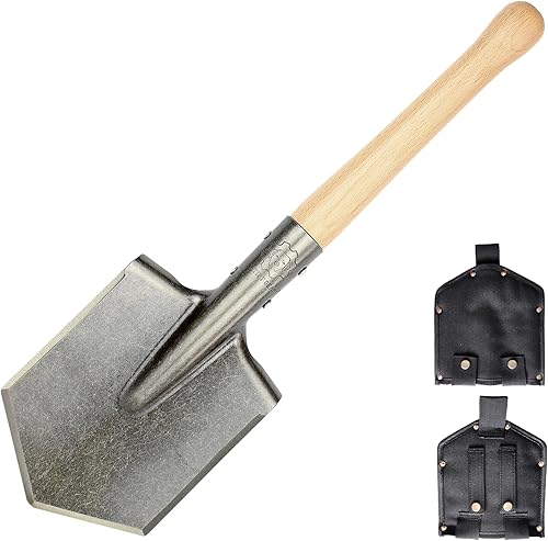 Mastiff Gears Pala de lobo de batalla, pala de zapador remodelada con mango de madera dura, para camping, senderismo, pesca, autodefensa y emergencia