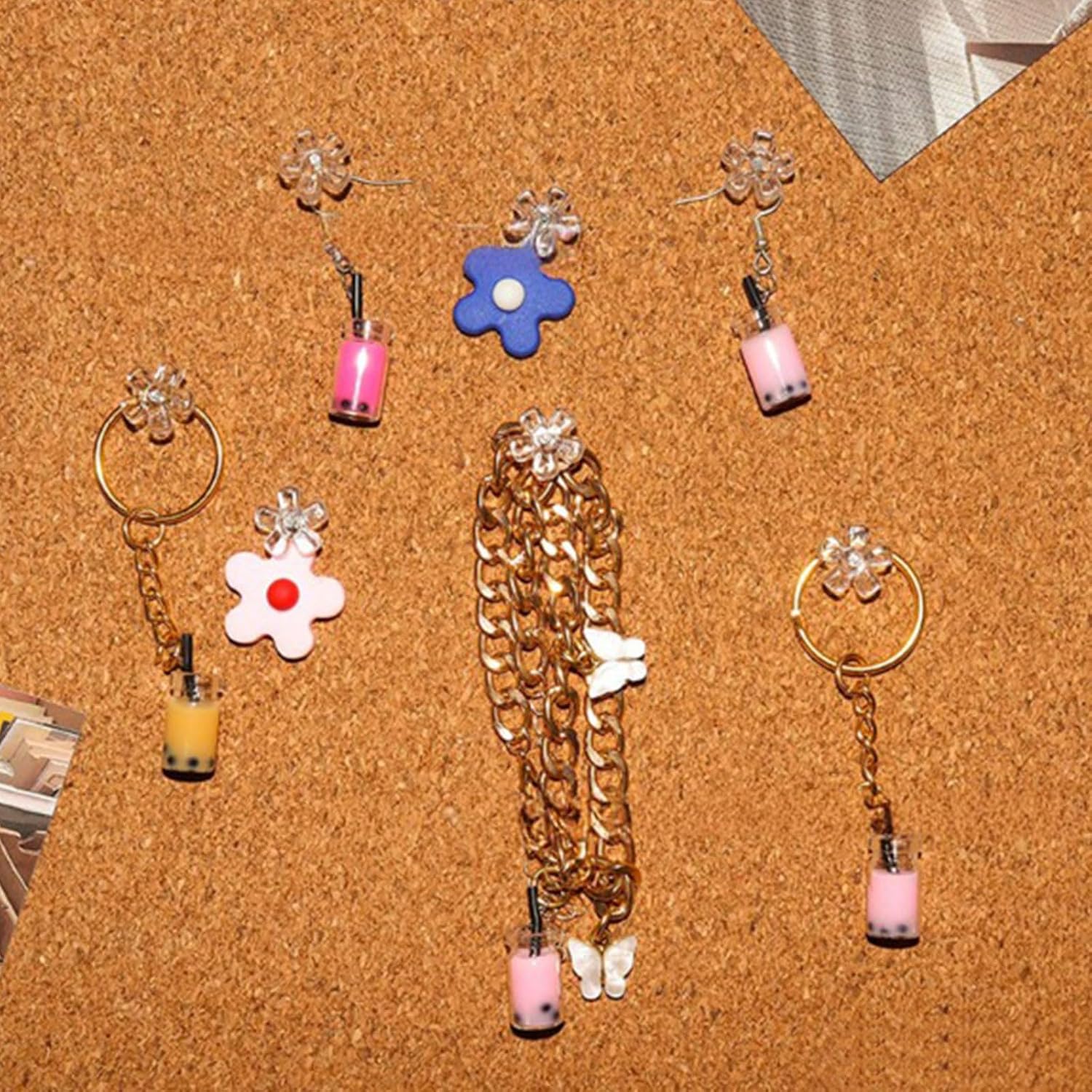 100Pieces Flowers Sewing Pins Flowers-Head Quilting Pins for Fabric Sewing, Pushpins Map for Cork Board Map for Travel Maps for Cork Board Flag Push