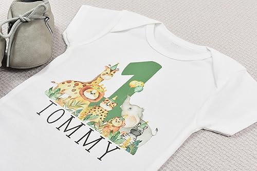 Miniatura 5 de First Birthday Outfit - Custom Baby Shirt or Bodysuit - Wild One Birthday - Safari Jungle Theme - Cake Smash Photo Prop - Baby Boy - Baby Girl