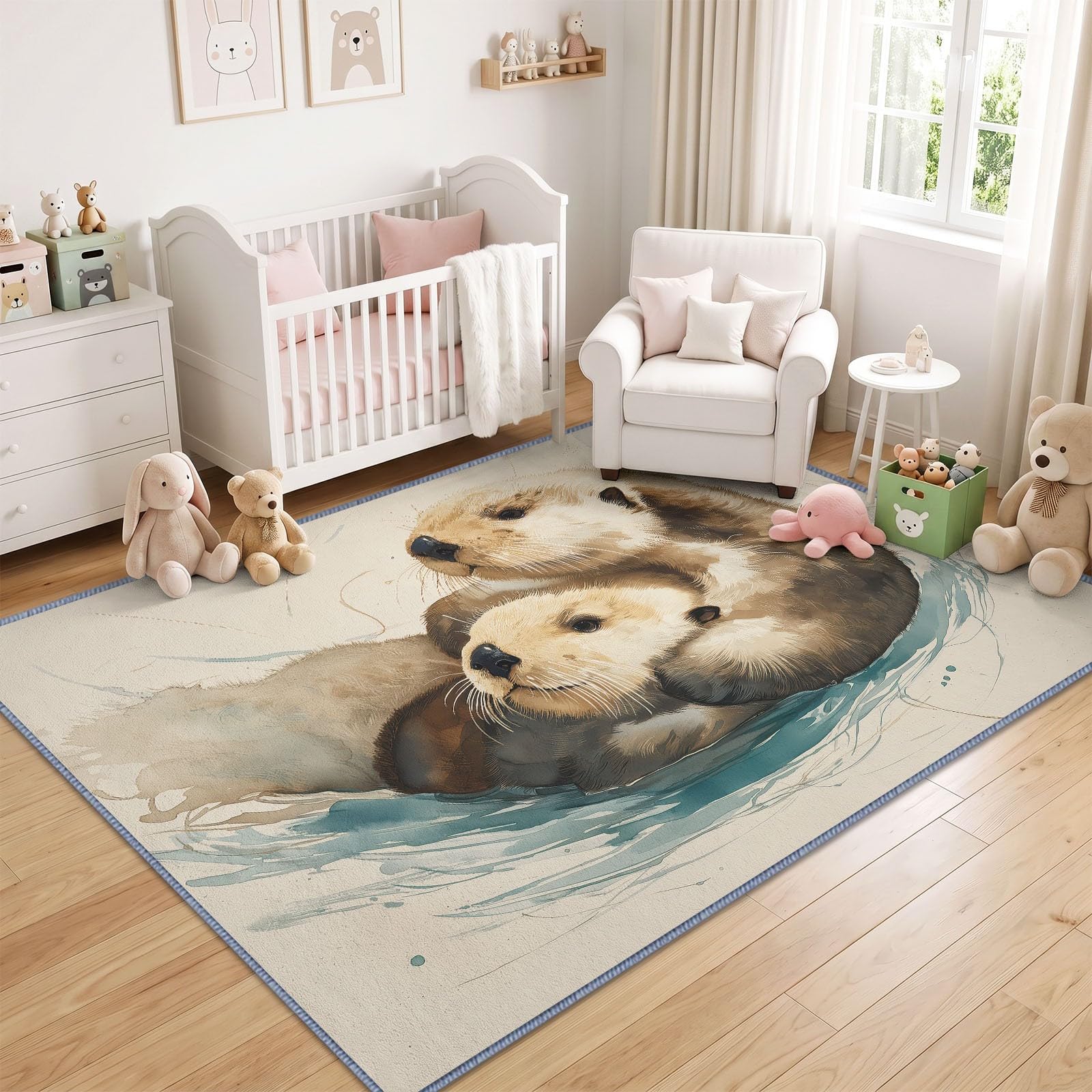 Miękki dywan flanelowy 140 x 200 cm Fotografia zwierzęta Wydry Uroczy nowoczesny dywan do salonu, antypoślizgowy i nadający się do prania w pralce - idealny do sypialni, przedpokoju - krótkie włosie