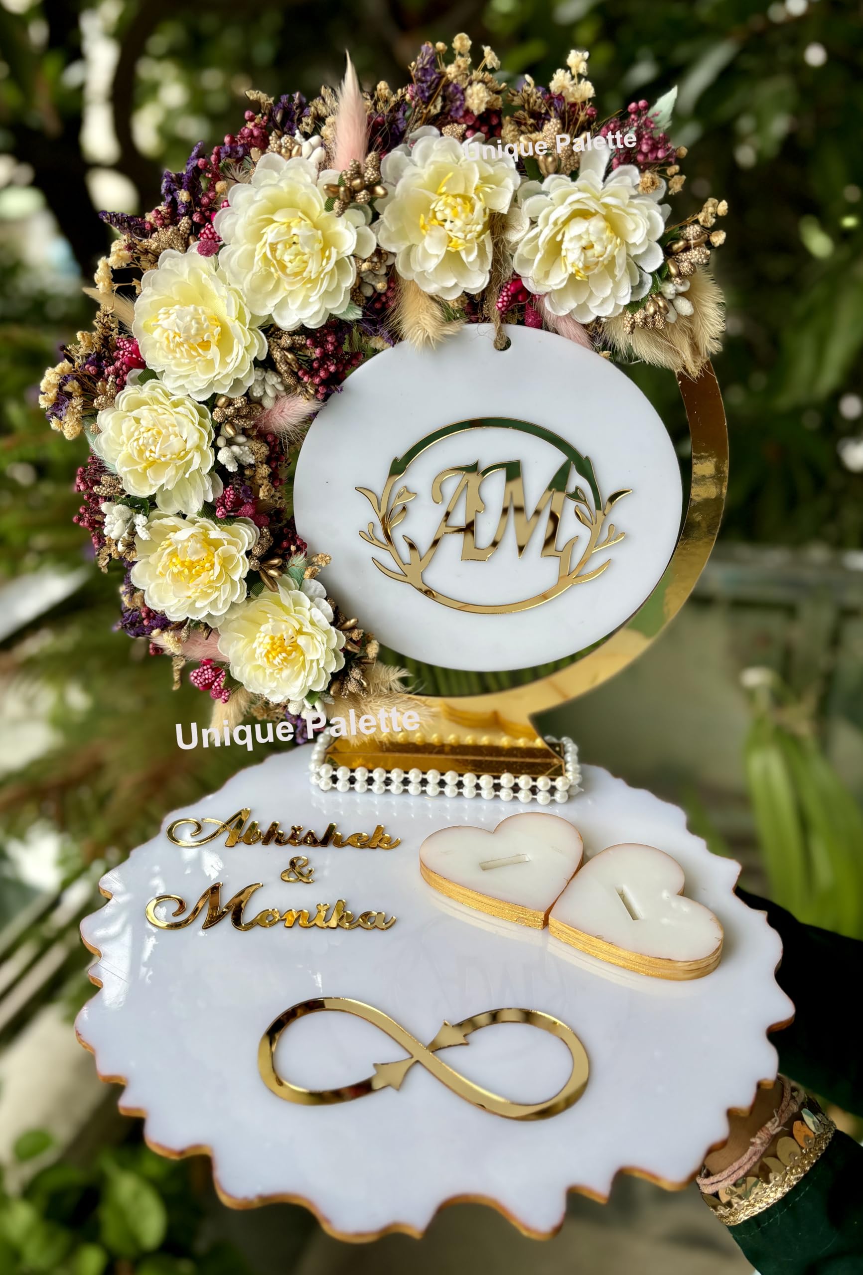 Unique Palette Personalized Acrylic Engagement Wedding Ring Platter with Names(Model-2) | Wedding Ring Platter | Decorative Tray | Marriage Décor | Engagement Tray (B0DD8K7RQ8) Amazon Price History, Amazon Price Tracker