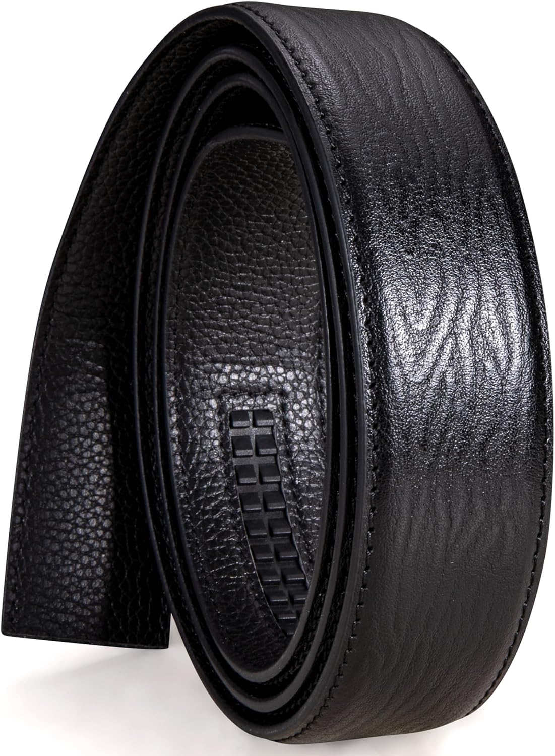 Barry.Wang Ratchet Belt Buckle Strap Replacement 1 3/8”,Leather Belt Straps for 40MM Slide Click Buckle,Trim to Fit