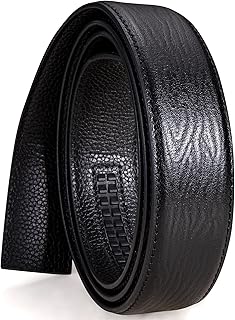 Ratchet Belt Buckle Strap Replacement 1 3/8”,Leather Belt Straps for 40MM Slide Click Buckle,Trim to Fit