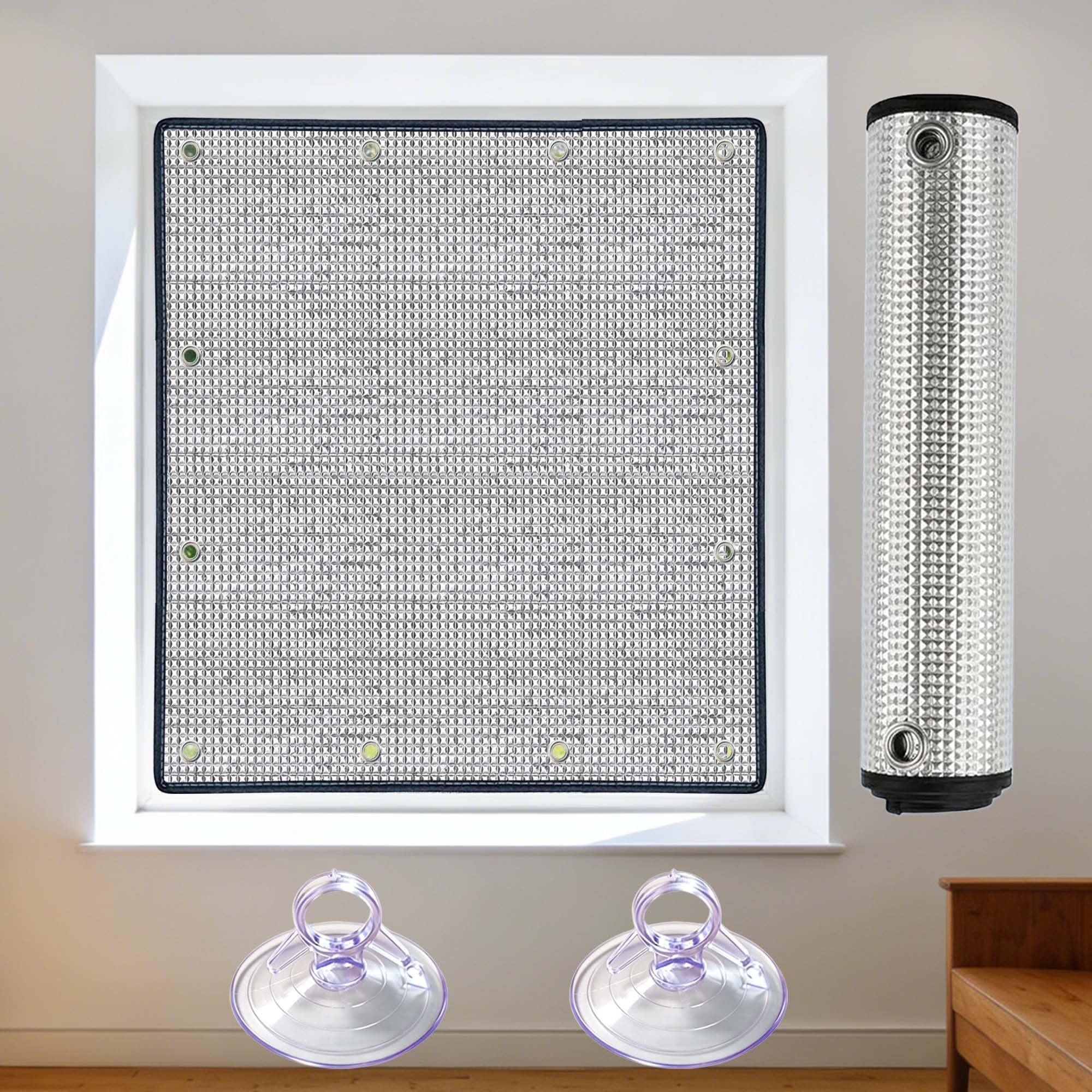 Wärmeisolierung Aluminisierte Isolierfolie 78 x 140 cm Blickdicht Sichtschutz Wärmeisolierung Ohne Bohren für Dachfenster Heimbüro Wohnmobil, Silber