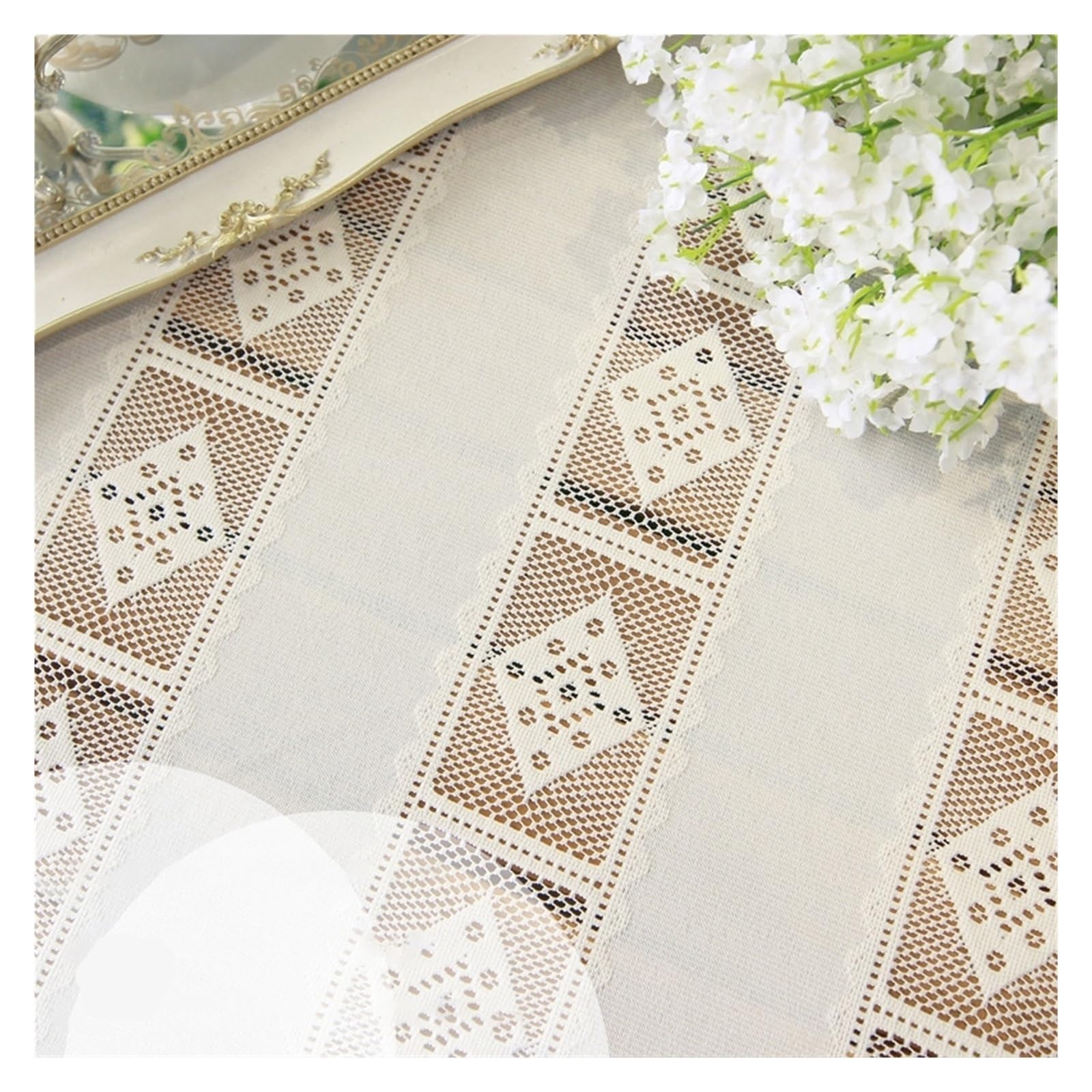 NJIEzhao Embroidered Lace Tablecloth Lace Beige Tablecloth Rectangular Hollow Embroidery Table Cloth Wedding Party Banquet Cover(S3 Tablecloth,M 90X90cm)