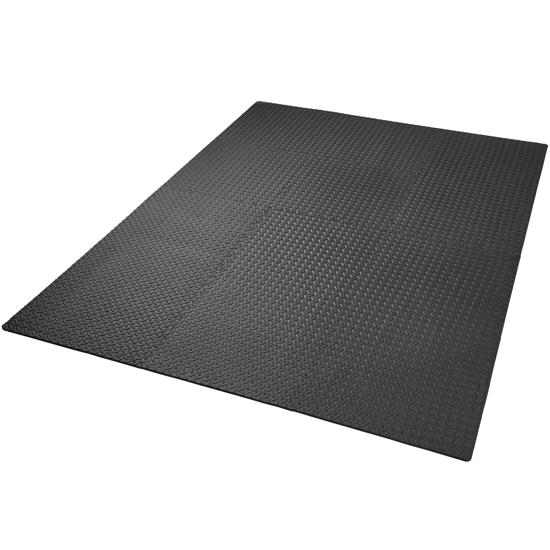 tectake® Set di tappetino palestra di protezione, 61x61 cm cad, tappetino yoga e pilates, EVA espansa, tappeto palestra impermeabili, termoisolanti, insonorizzanti, attrezzi palestra casa - Nero