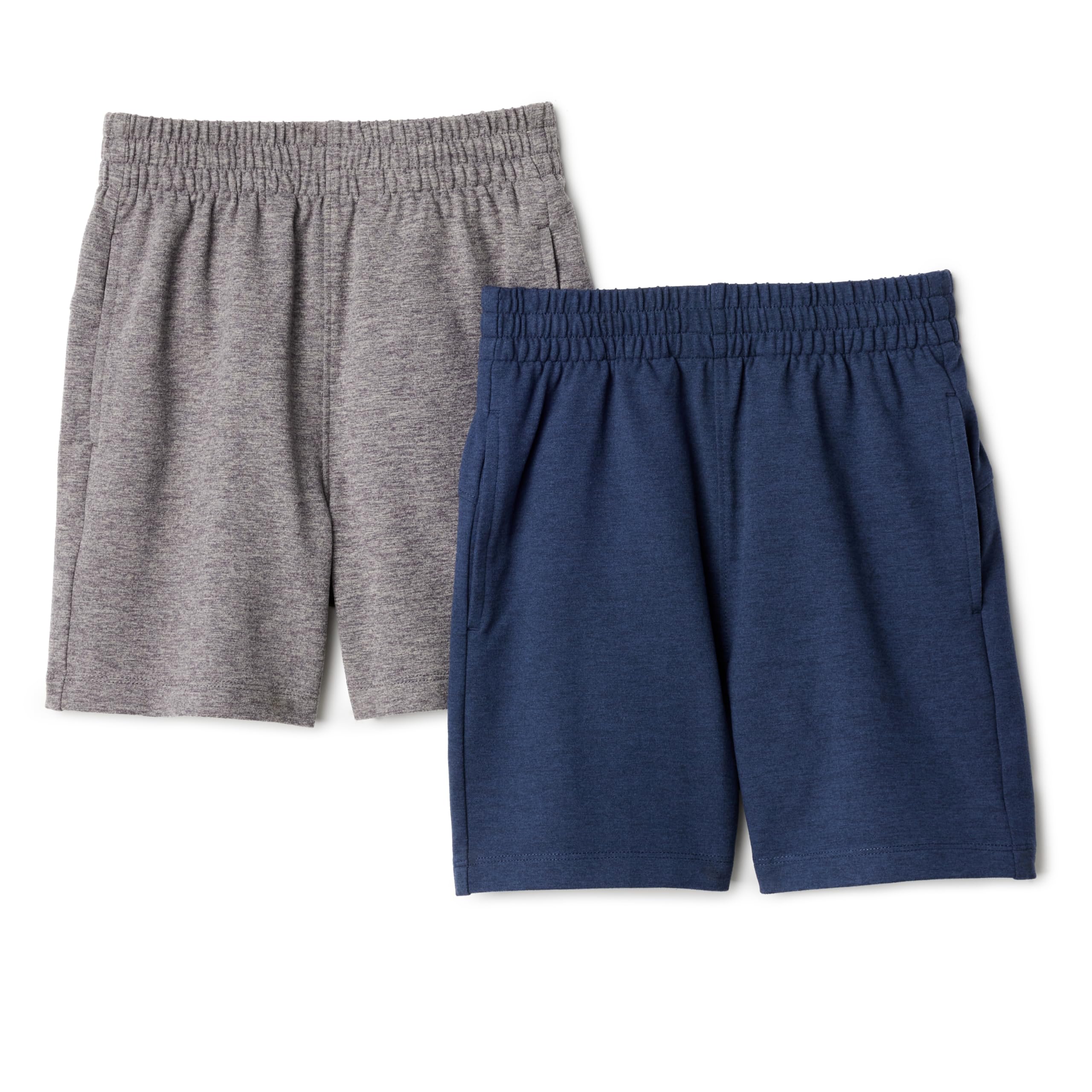 Amazon Essentials Boys' Athletic Regular Fit Active Casual Shorts with Pockets, Pack of 2, Space Dye Grey / Space Dye Navy, XX-Large