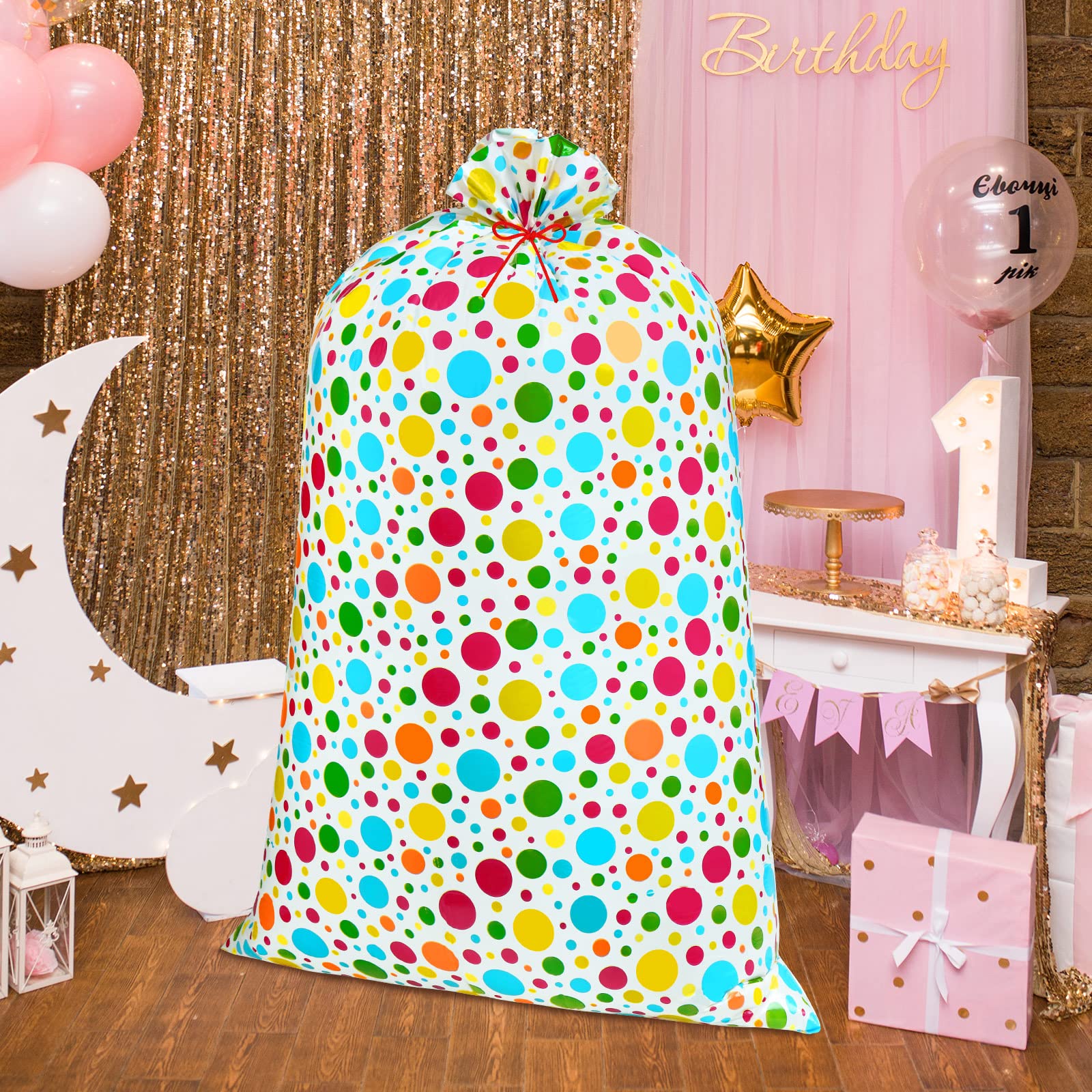 Teling 2 Pcs 80 x 60 in Jumbo Gift Bags for Giant Presents Extra Large Plastic Oversized Bike Wrapping Bag for Birthdays Baby Shower Party Favors