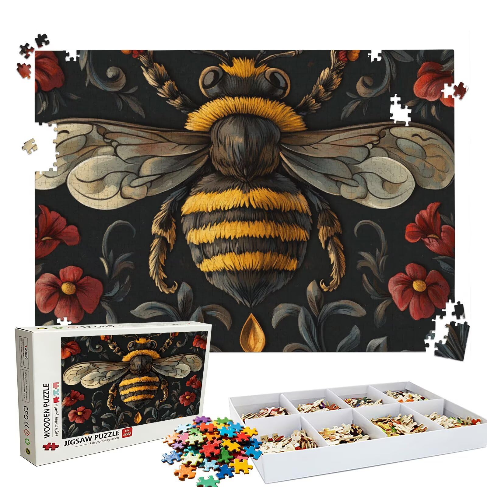 Puzzle 2000 Pezzi fiore ape, Puzzle 2000 Pièces Challenge Impossible, Puzzles 99.5x70.5 cm Taglia Grande Adulti, Giochi Educativo per Famiglie, Regalo Puzzles Classici, Decorazioni Casa W3H-945