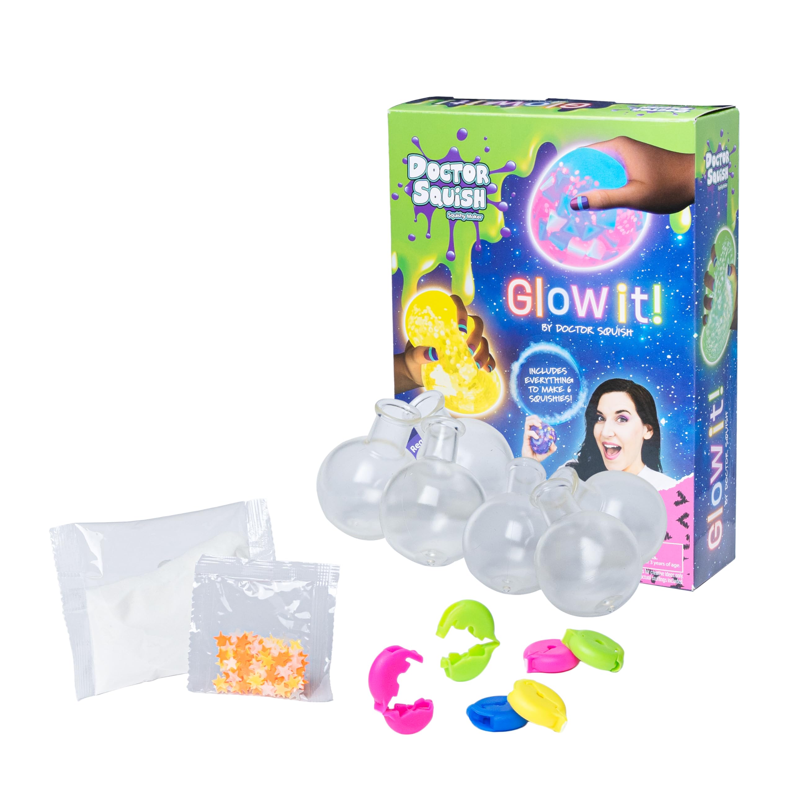 Glow It! by Doctor Squish - Nachfüllpack - 8 Ballons enthalten, grün, Leuchtet im Dunkeln
