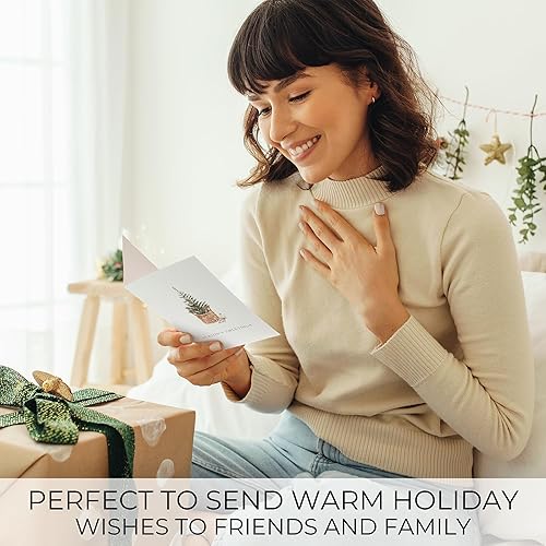 Miniatura 3 de ZICOTO Juego de 20 tarjetas de Navidad rústicas y modernas, incluye sobres a granel, calcomanías a juego y caja de almacenamiento, perfecto para