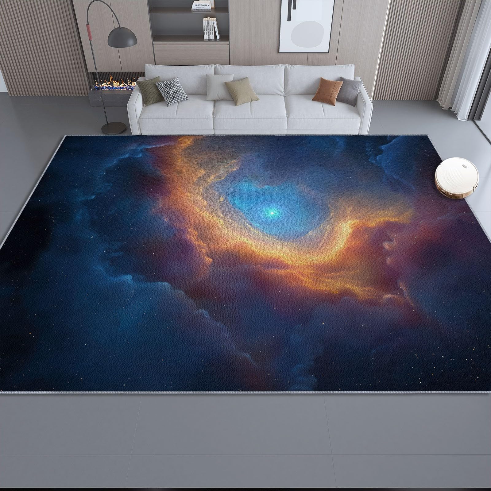 Niedriger Stapel Teppich Antirutschunterlage 120 x 180 cm, Surreal Großartig Universum Nebel Teppich Wohnzimmer, Mehrfarbig Teppiche Waschbar für Küche, Flur, Schlafzimmer, Spielzimmer