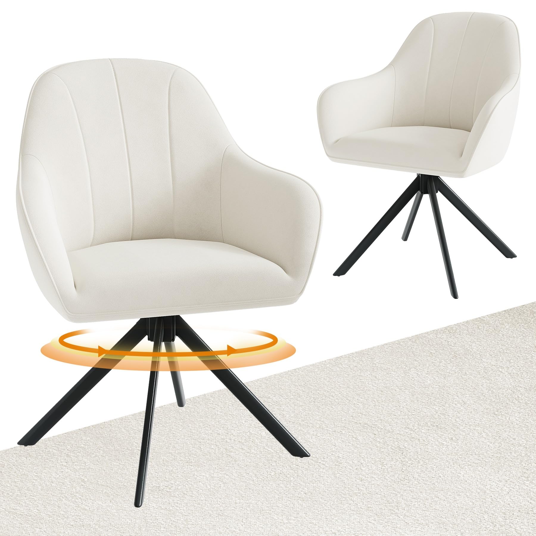 Hawthyhome Esszimmerstühle drehbar mit Armlehne | Polsterstuhl mit 5 cm Kissen & Metallbeinen | Moderner Küchenstuhl für Esszimmer, Wohnzimmer, Büro
