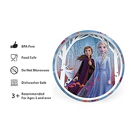Zak Designs 5-Piece Dinnerware Set, Disney Frozen 2 - Durable Plastic & Stainless Steel - Includes Water Bottle, 8-Inch Plate, 6-Inch Bowl, Fork & Spoon - Suitable for Kids Ages 3+