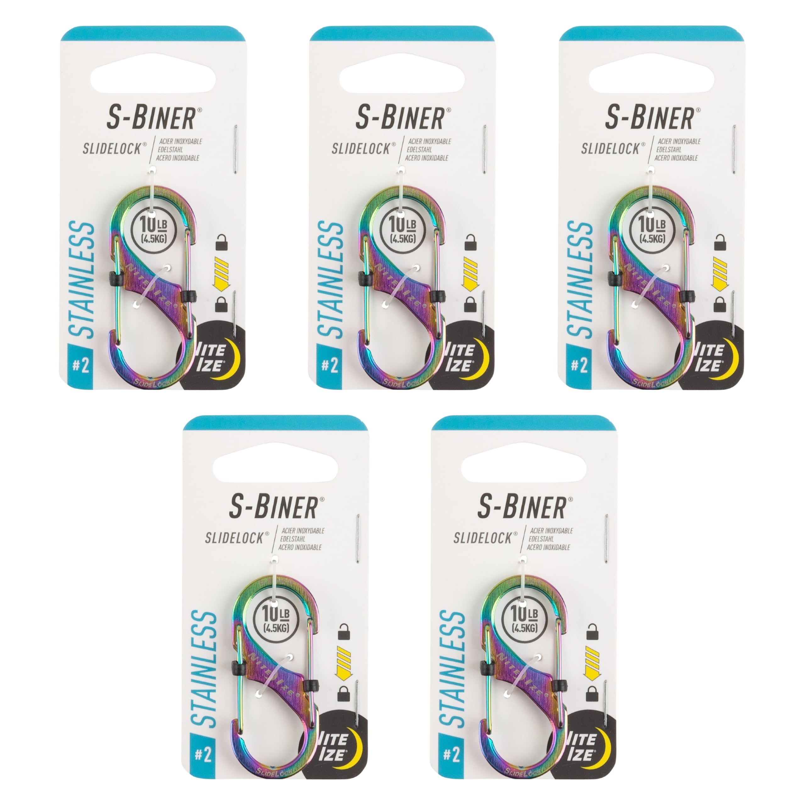 Nite Ize S-Biner SlideLock Stainless Steel - Secure Key Holder Carabiner with SlideLocks - Key & Keychain Organizer - Lockable Carabiner for Daily Use