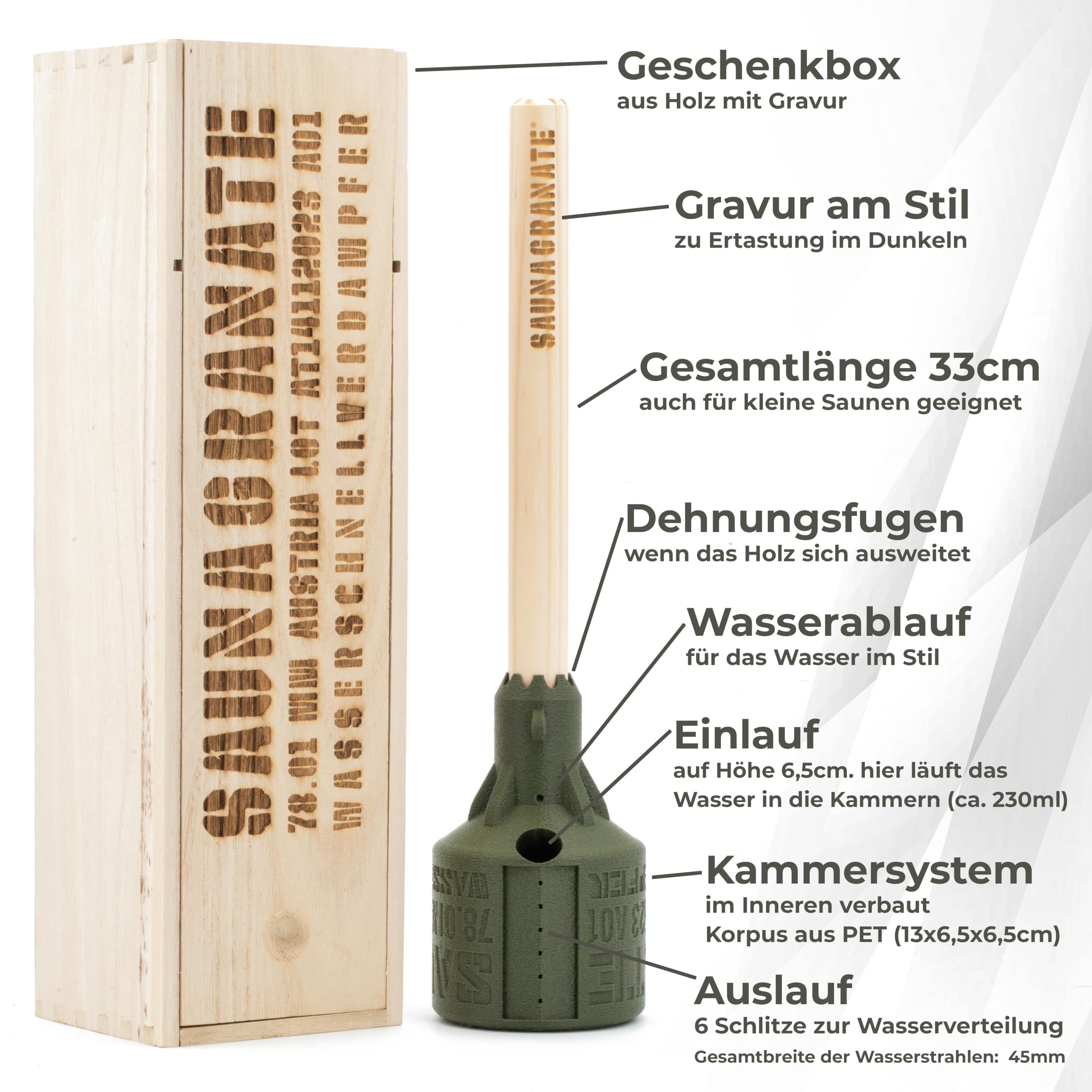 Die Aufgusskelle für Sauna- Enthusiasten - Die Saunakelle fasst 240ml, bei über 30 Sekunden Aufgusszeit für mehr Verdampfung und gefühlte Hitze - made in Tirol, Österreich