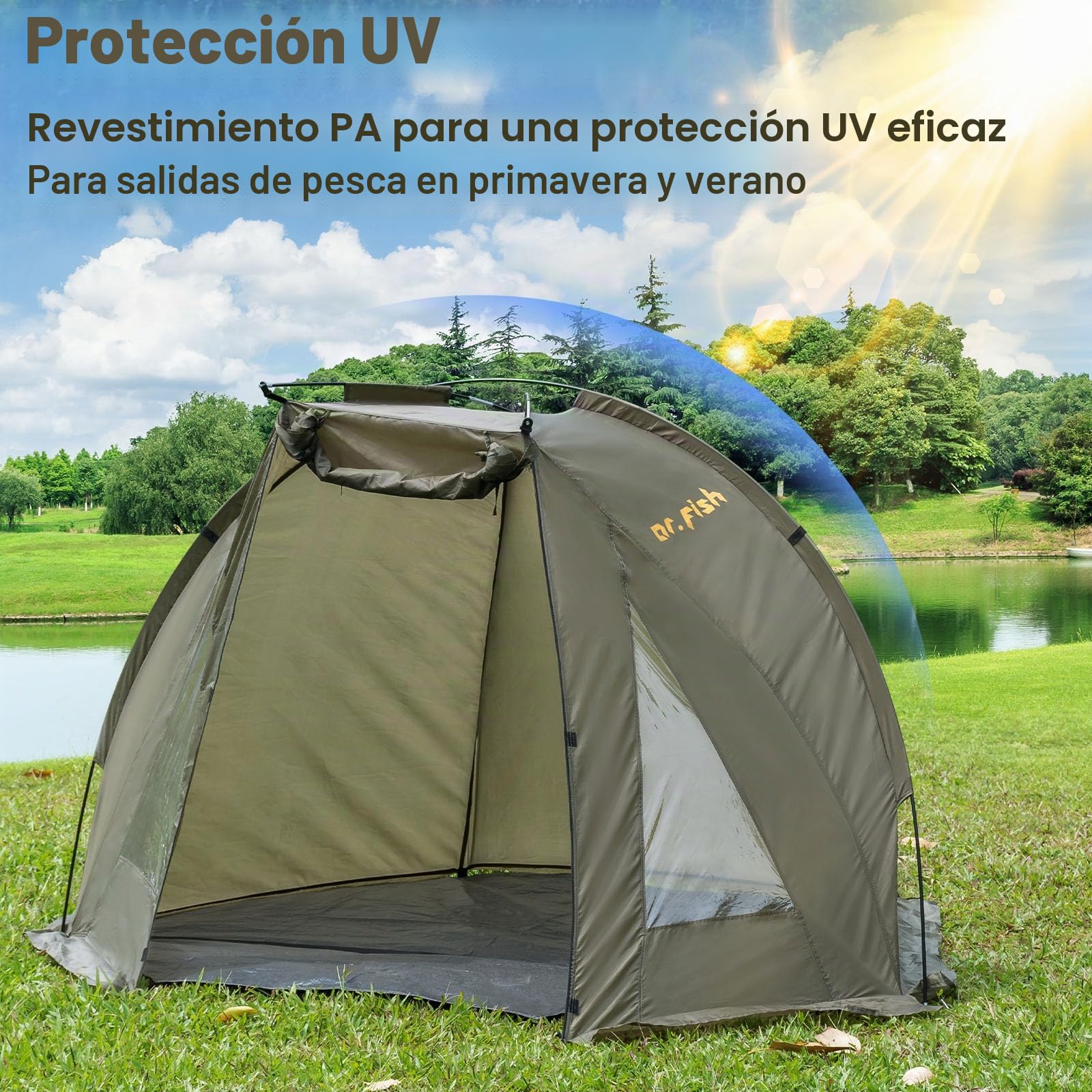 Tienda de c、Campaña para Pesca de Carpas para 1 – 2 Personas, de Erección Rápida, Ligera, Impermeable, Refugio de día de Pesca con Lados, Incluye Cubierta de Suelo, Bolsa de Transporte