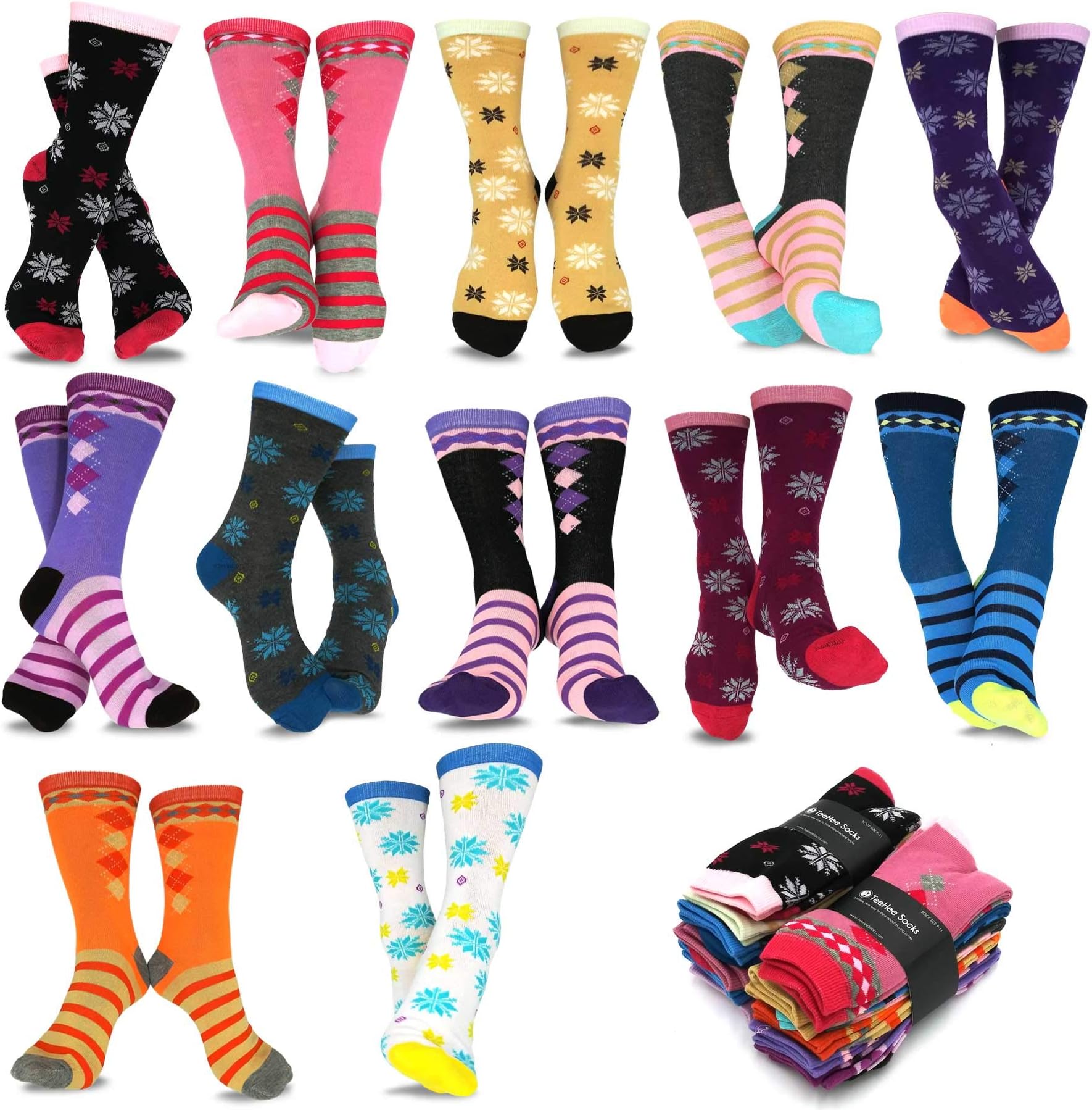 TeeHee Women's Great Value Multi Pair Crew Socks