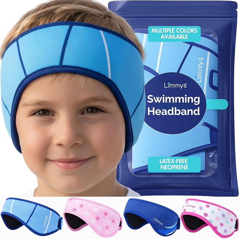 Limmys Swimming Headband for Kids and Adults – Non-Slip Neoprene Ear Band | Doctor-Inspired Ear Protection - Reinforced Elastic Band - Latex-Free Child-Safe Materials - Holds Earplugs Securely