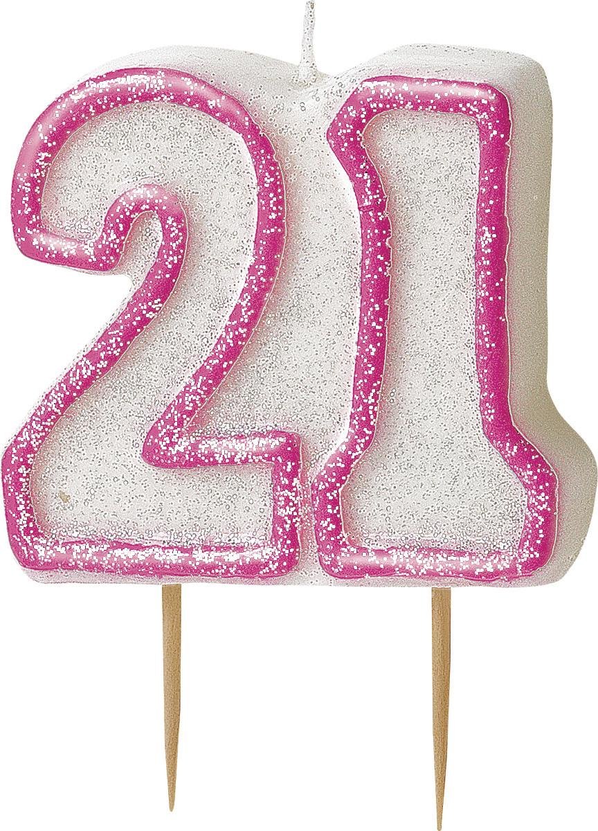 Unique Party 34402 - Glitz Pink 21st Birthday Candle