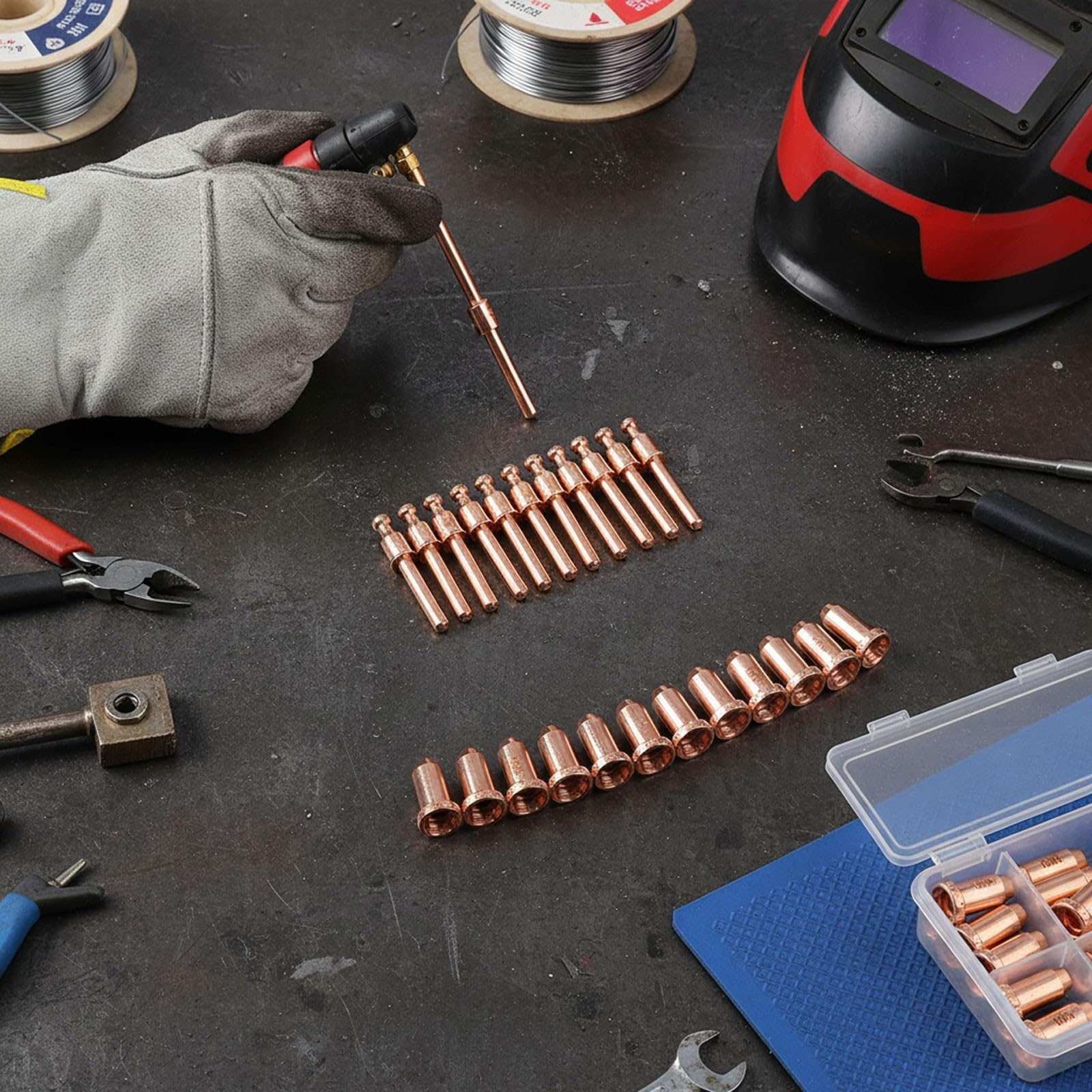 20-teiliges Plasma-Verbrauchsmaterial-Set für Sl40 Taschenlampe, kompatibel mit thermischer Dynamik für Cutmaster 42 und 12 Plus, inklusive 10 Elektroden 9-0096 und 10 Düsen 9-0094