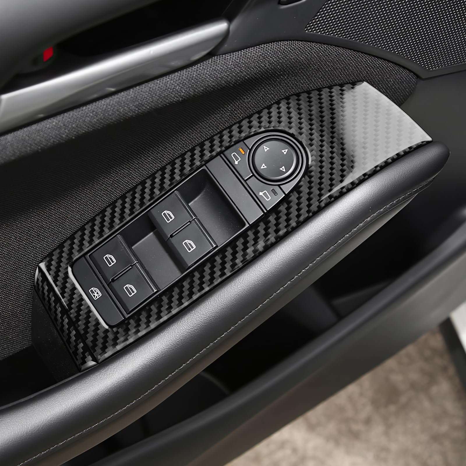 KUNGKIC Pannello di copertura del pulsante del regolatore del finestrino dell'auto in fibra di carbonio per porta anteriore per Mazda 3 Axela 2019 2020 2021 2022 2023 2024 2025 Accessori interni auto