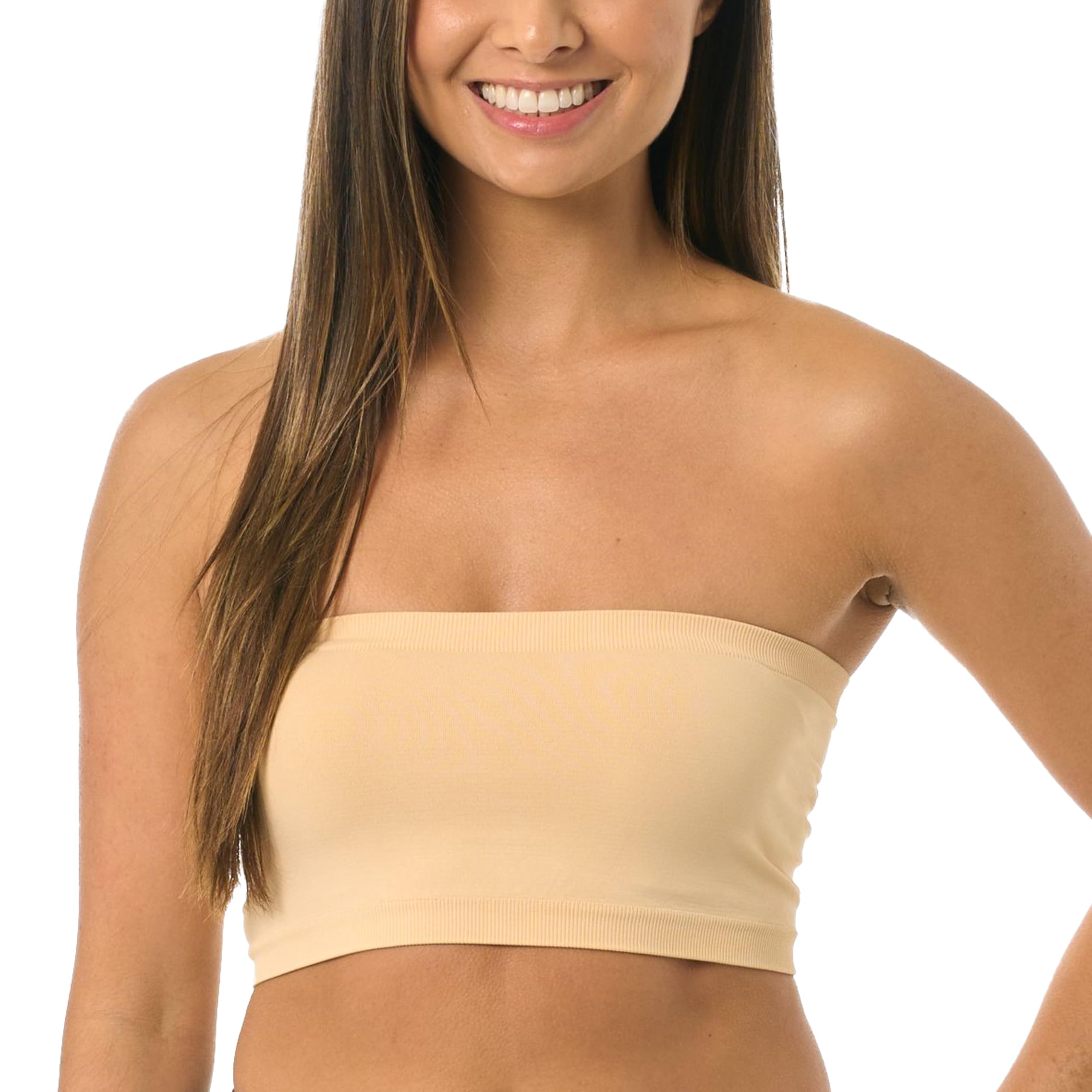 Malibu Sugar Women's Bandeau Tube Top Bras - Seamless Strapless Bra Tube Tops Comfortable and Versatile (Fits Sizes XS-S)