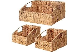 Ollieroo Natural Water Hyacinth Laundry Room Storage Baskets