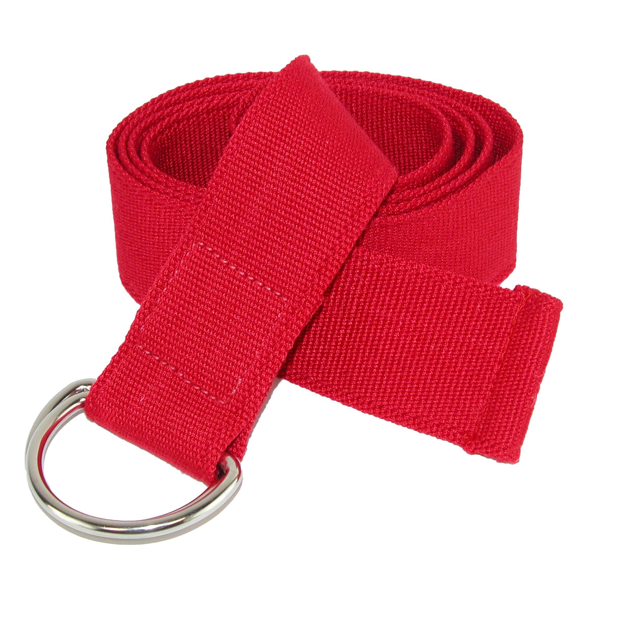 CTM Canvas Web Belt with D Ring Buckle, Red