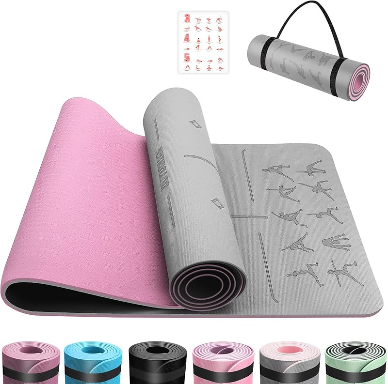 Tapis de Yoga,Tapis de Sport, Antidérapant,pour la Gymnastique,Pilates,Yoga,Maison,Voyage,Tapis de Gymnastique avec sangles de rangement,183x61x0.6cm