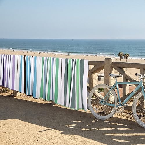 Miniatura 6 de Toalla de playa de algodón de gran tamaño, extra grande de 40 x 70 pulgadas, toalla de piscina grande, bonita y gruesa, toallas de playa de punto