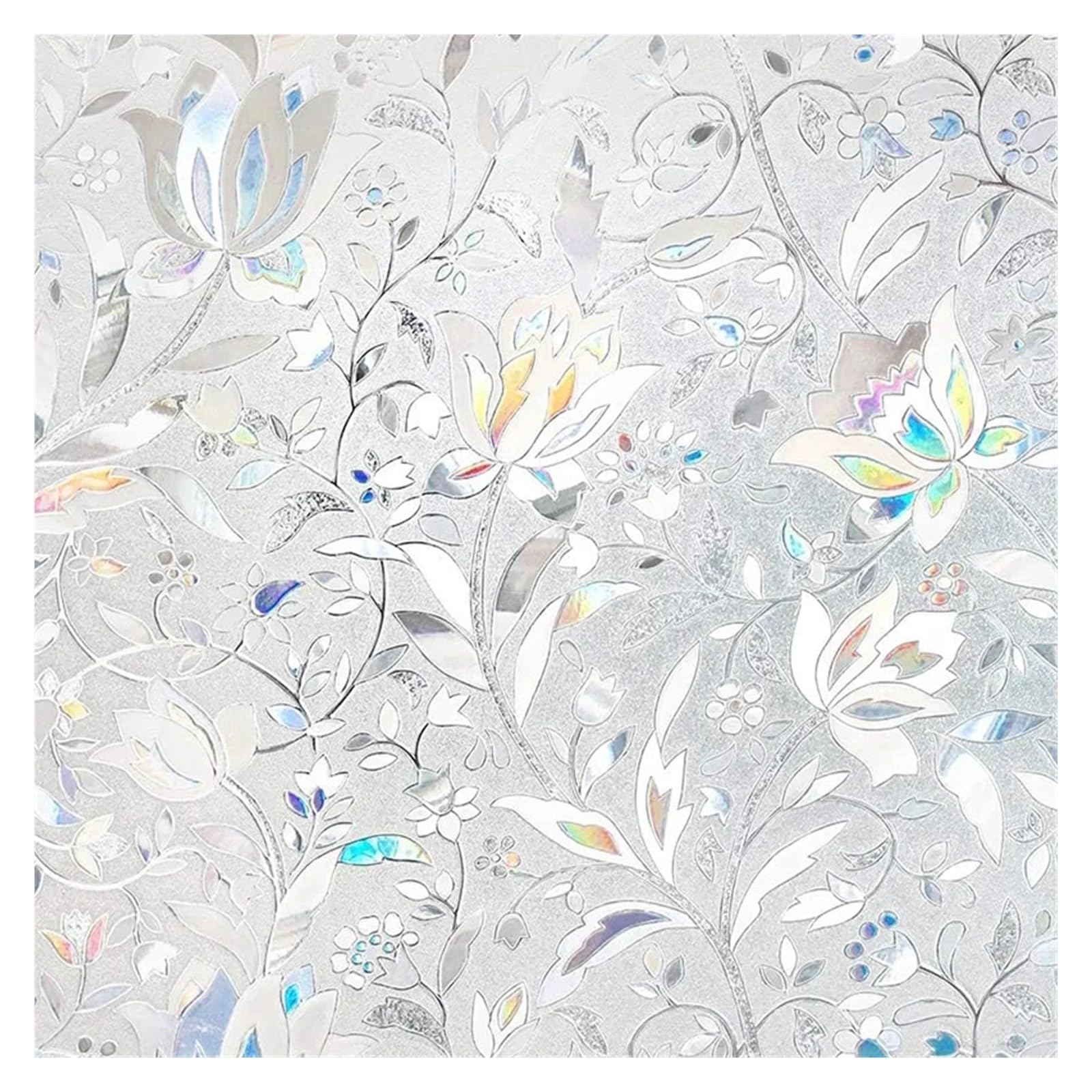 Shallezsou Color-05 Window Films 3D Stained Glass Window Film Privacy Stickers Static Cling Frosted Vinyl Look Decorative Rainbow Shower Windows(,55X200cm)