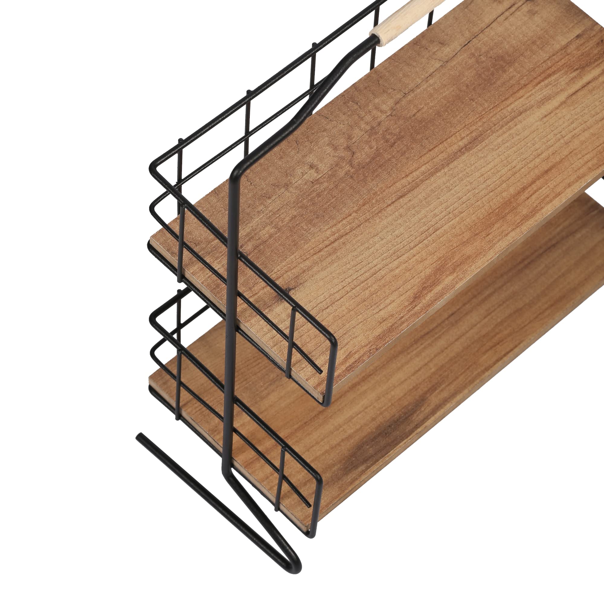 [en.casa] Étagère de Rangement avec 2 Surfaces de Stockage pour Salle de Bain Cuisine Moderne Stylé Universel Métal MDF 42 x 32 x 15 cm Noir Effet Bois