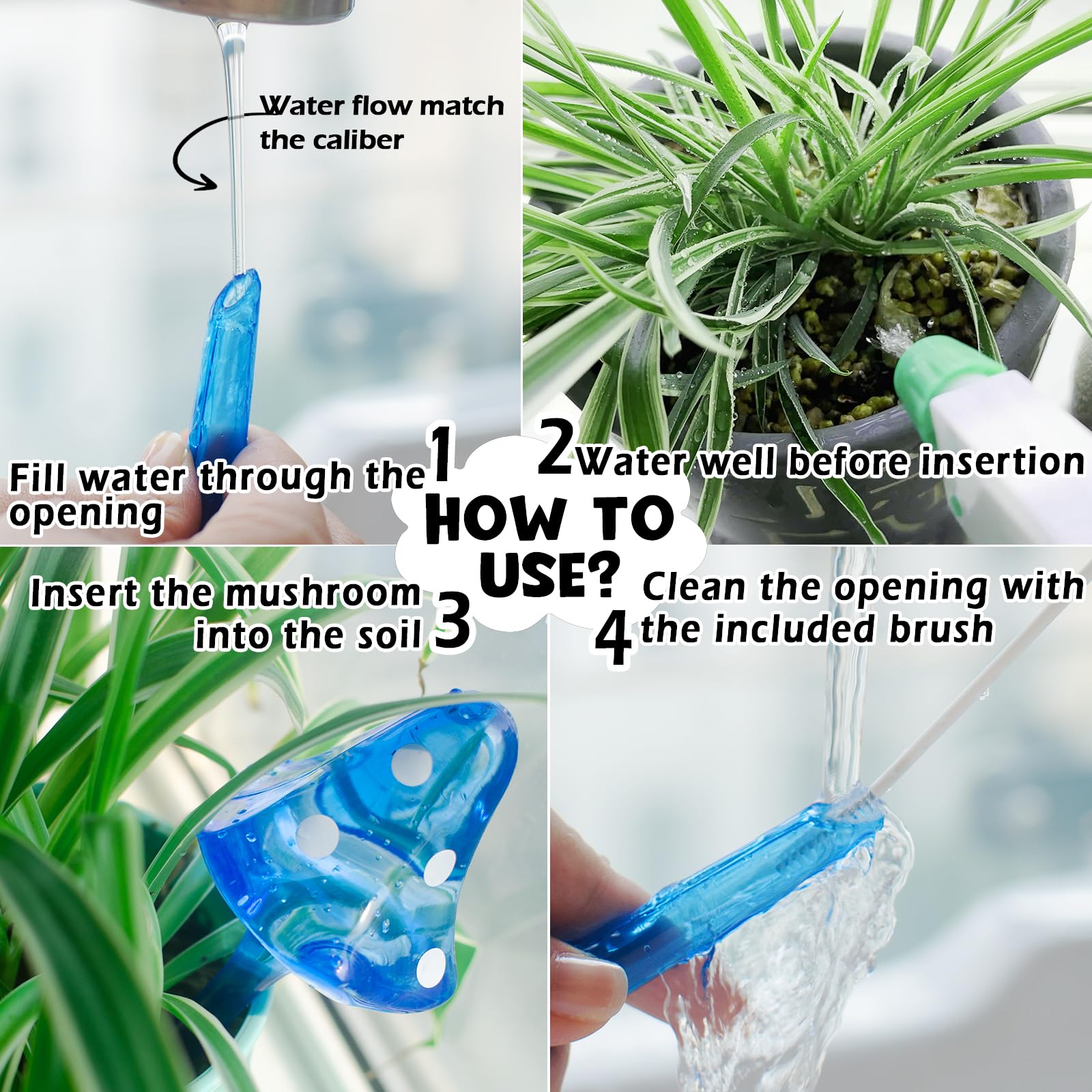 Famstar Plante auto-arrosage globes bulbes insert de pot de fleurs dispositifs d'arrosage automatique en plastique pics pour plantes d'intérieur et d'extérieur, système d'auto-irrigation dure une
