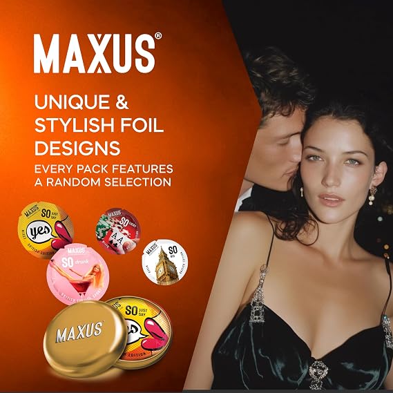 MAXUS Sensual, 15 Flared Lubricated Condoms for Men, Comfortable 56mm Fit, Natural Latex, Easy-On Shape, Premium Quality, Includes Stylish Metal Case (Pack of 15)