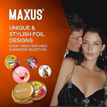 MAXUS Sensual, 15 Flared Lubricated Condoms for Men, Comfortable 56mm Fit, Natural Latex, Easy-On Shape, Premium Quality, Includes Stylish Metal Case (Pack of 15)