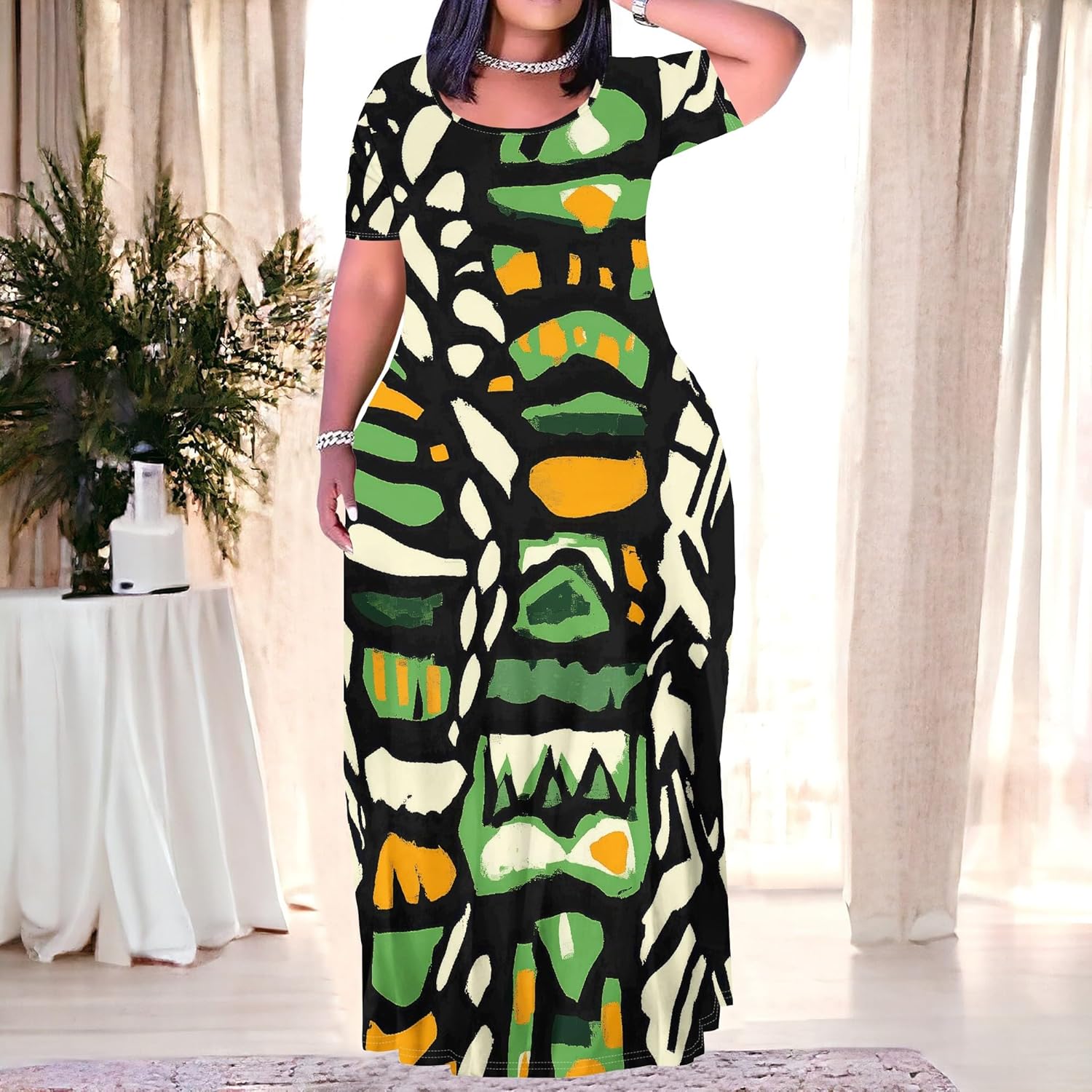 PinkPatty Plus Size Maxi Dress for Women Summer Casual Short Sleeve Tshirt Dresses with Pockets (XL-6XL) - Image 2