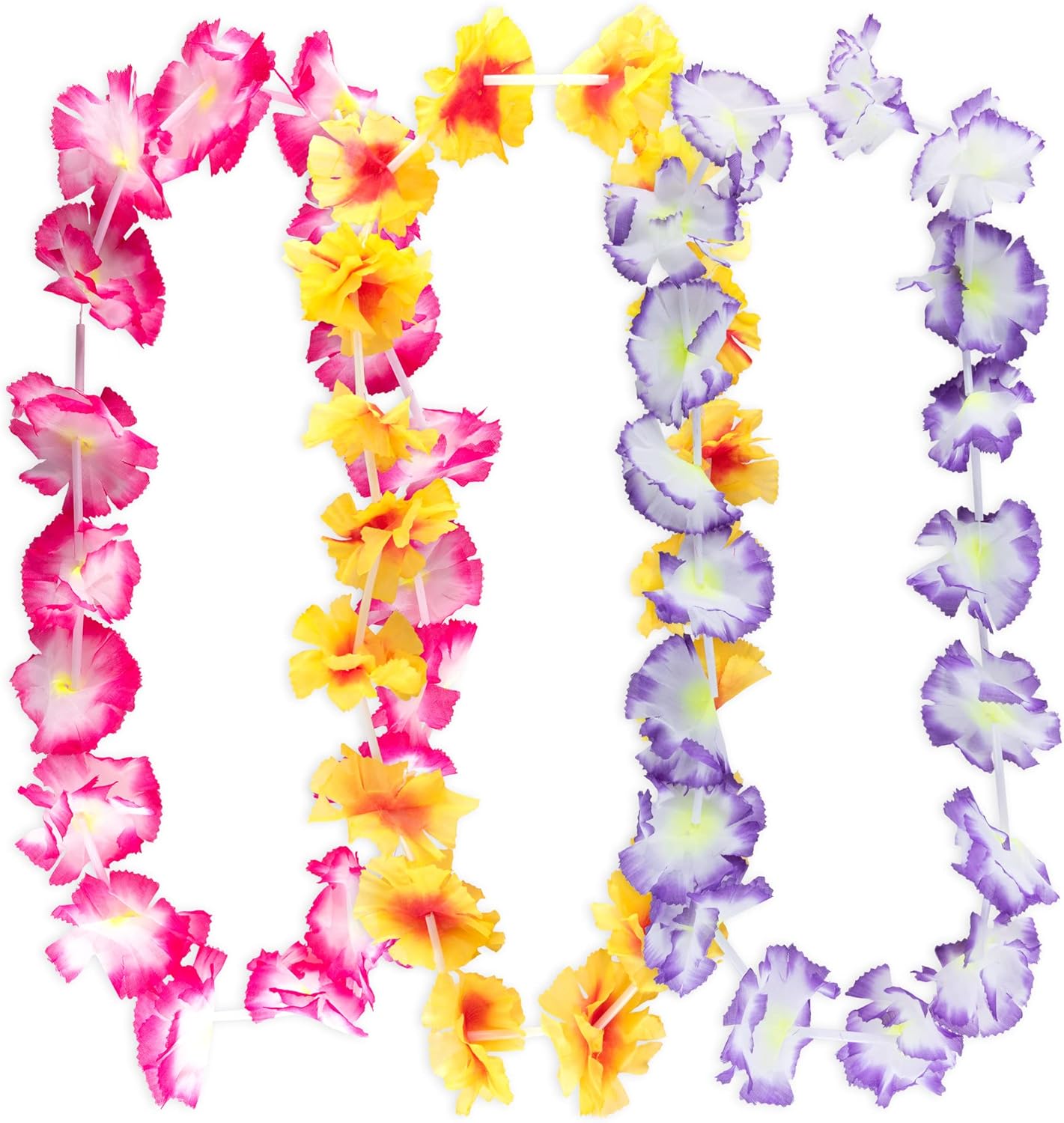 Super Z Outlet Giant Hawaiian Ruffled Simulated Colorful Luau Silk Flower Leis Jumbo Necklaces for Tropical Island Beach Theme Party Event, Birthday Supplies, Costume (12 Pack) - Image 3