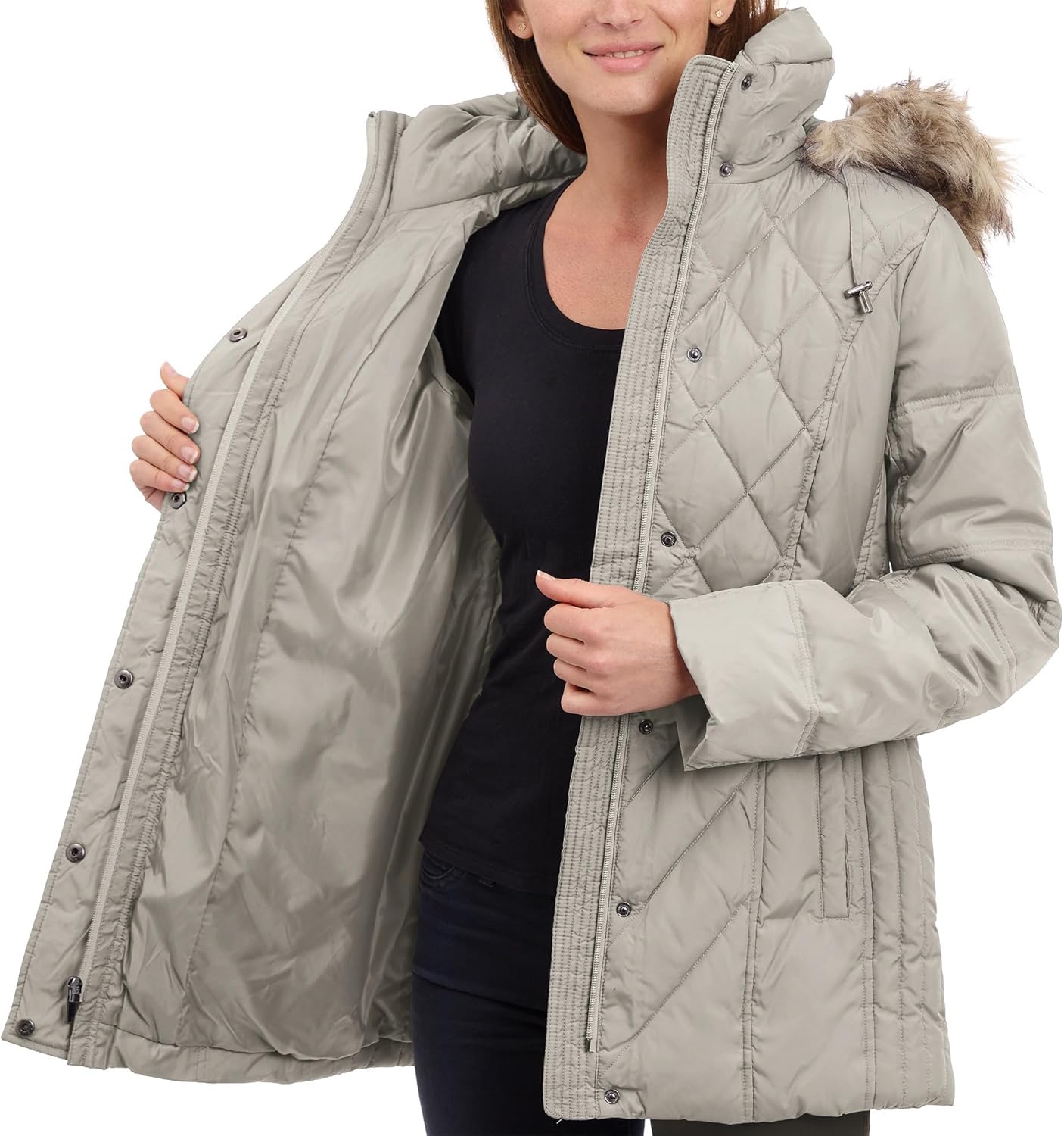 London Fog Women's Diamond Quilted Down Coat - Image 5