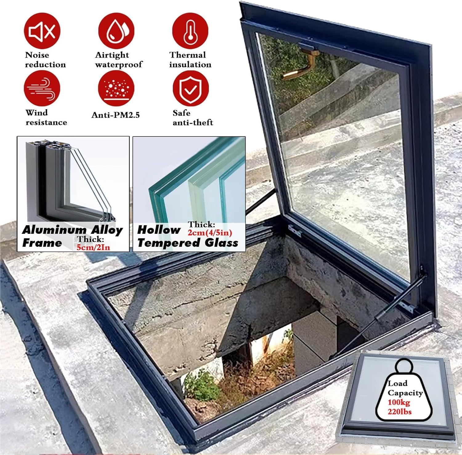 Sportello di Accesso al Tetto, Copertura per Finestra di Uscita dalla soffitta, lucernario a Filo Tetto, sportello di Manutenzione Impermeabile per Sicurezza e ispezione