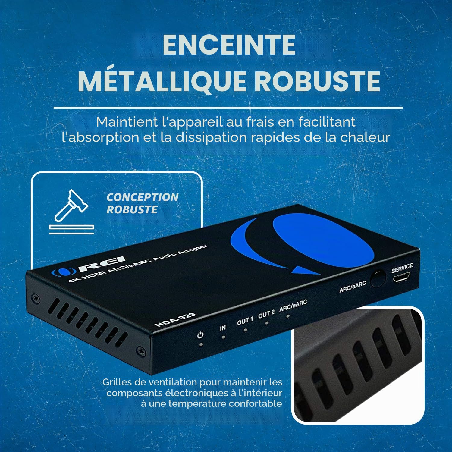 OREI eARC Extracteur audio 4K 60 Hz, extrait Dolby Atmos Convertir la barre de son 18 Go, HDMI 2.0, ARC, prend en charge HDCP 2.2 Dolby Digital/DTS Passthrough CEC, HDR, Dolby Vision, HDR10 Support