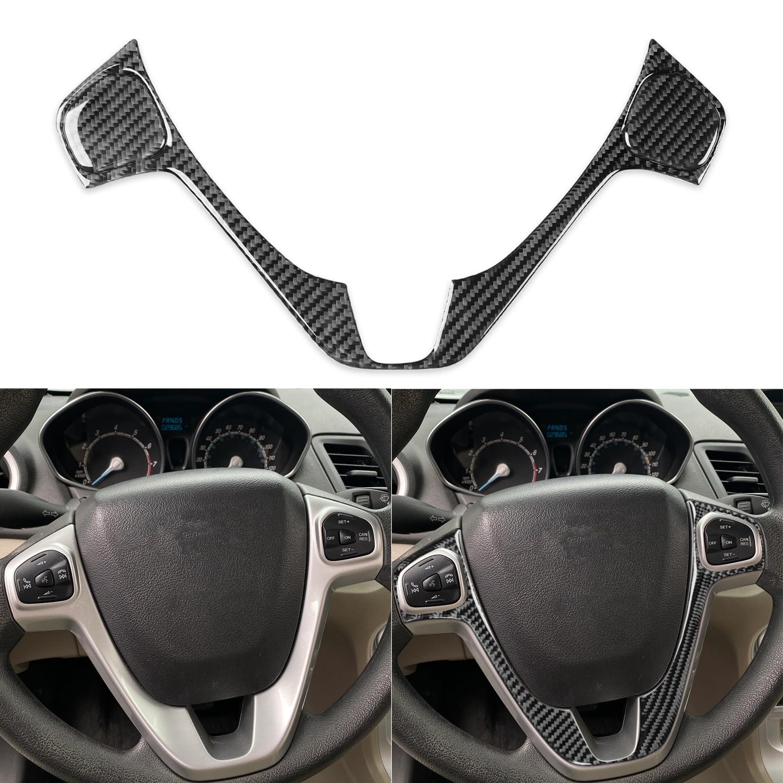 Real Premium Carbon Fiber Compatible With Ford Fiesta 2011 2012 2013 2014 2015 2016 2017 2018 2019 S SE ST Titanium Car Dash Sides Air Vent Outlet Cover Interior Dashboard Trim Accessories Black