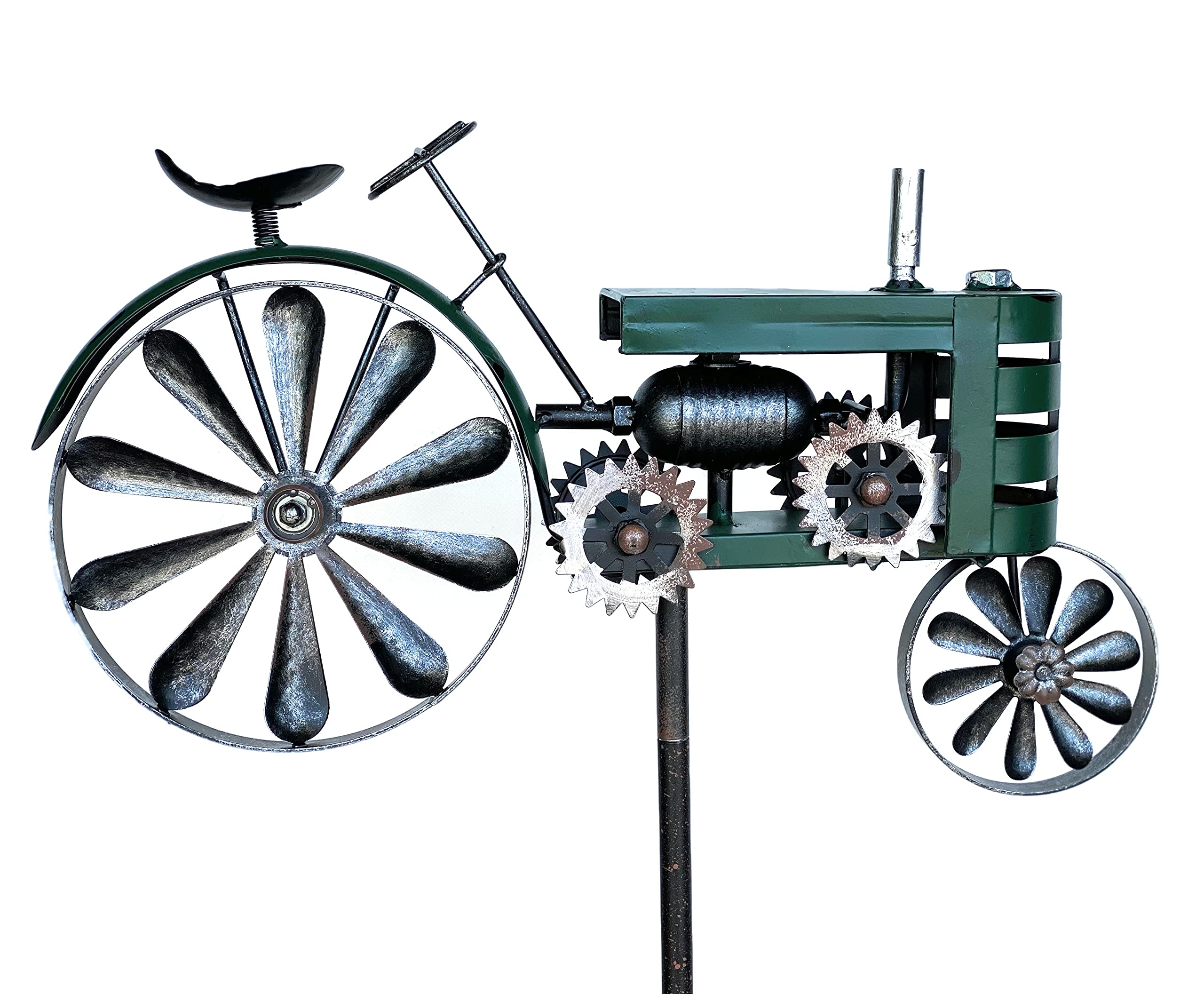 DanDiBo Gartenstecker Metall Traktor XL 160 cm Trecker Grün 96106 Windspiel Windrad Wetterfest Gartendeko Garten Gartenstab Bodenstecker