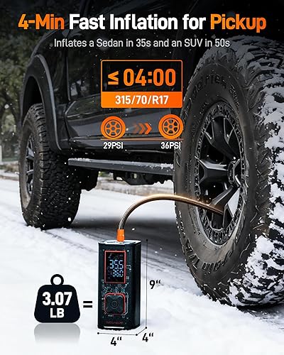 Miniatura 2 de WOLFBOX Inflador de neumáticos de alta resistencia de 150 PSI, compresor de aire portátil de doble cilindro de 45 LPM para neumáticos de automóvil,