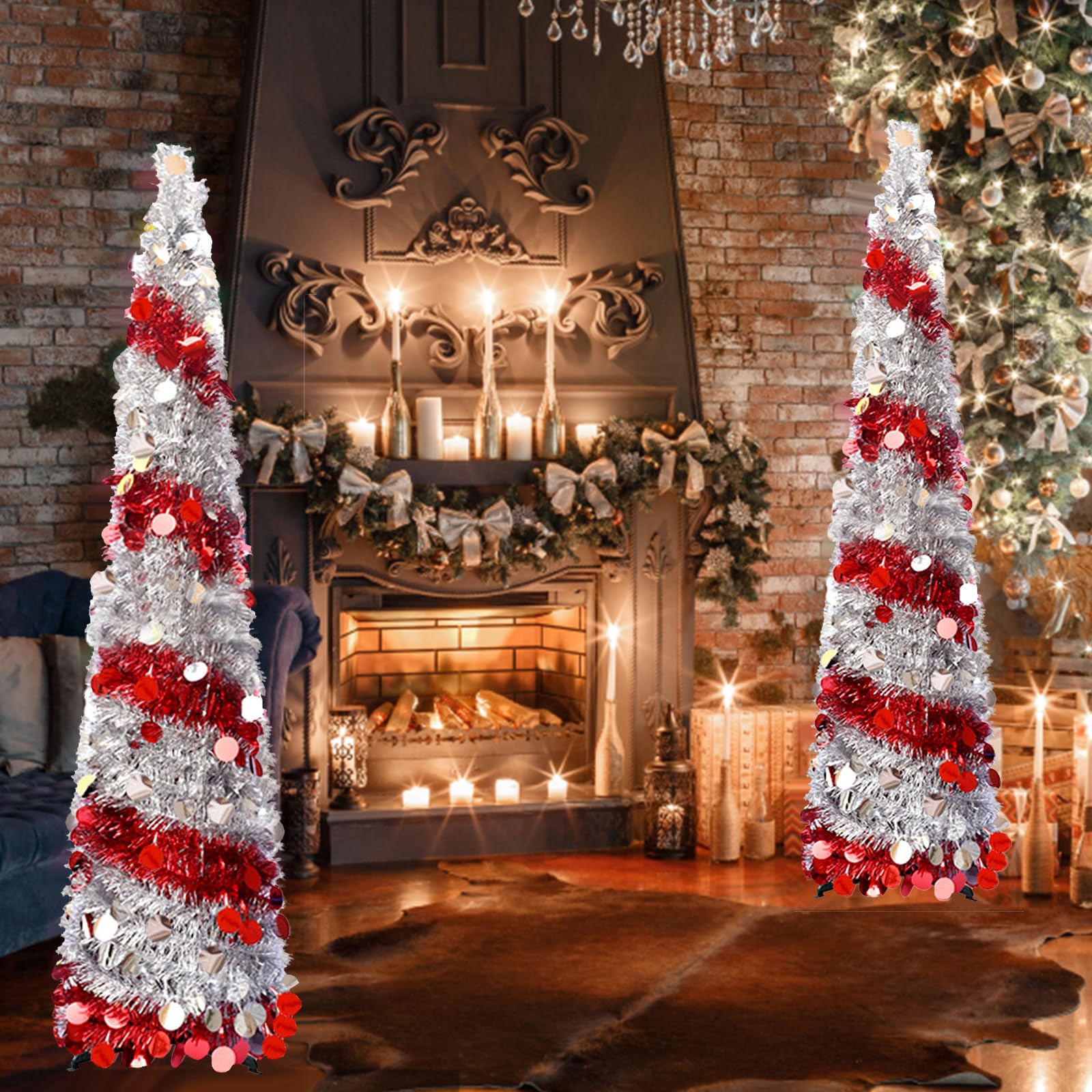 120/150cm Sapin De Noel Artificiel, DIY Sapin De NoëL Pop-Up Pliable, Bandes Lumineuses PréInstalléEs, Alimenté Par USB, Les MatéRiaux De Haute Qualité Sont RéUtilisables (B-150cm